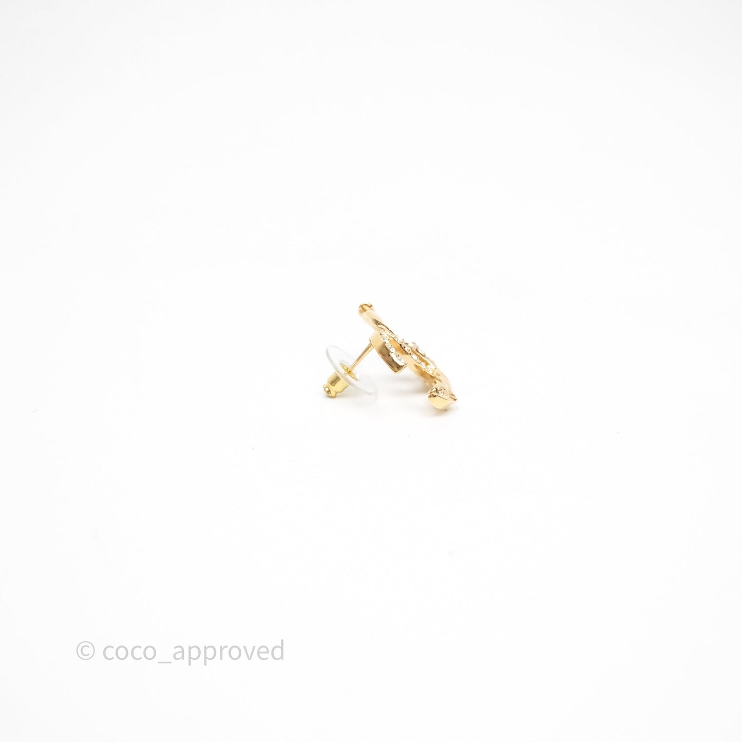Chanel CC Crystals Earrings Gold Tone 23C