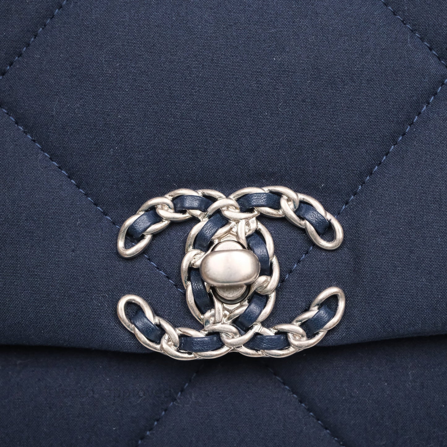 Chanel 19 Small Dark Navy Fabric Mixed Hardware