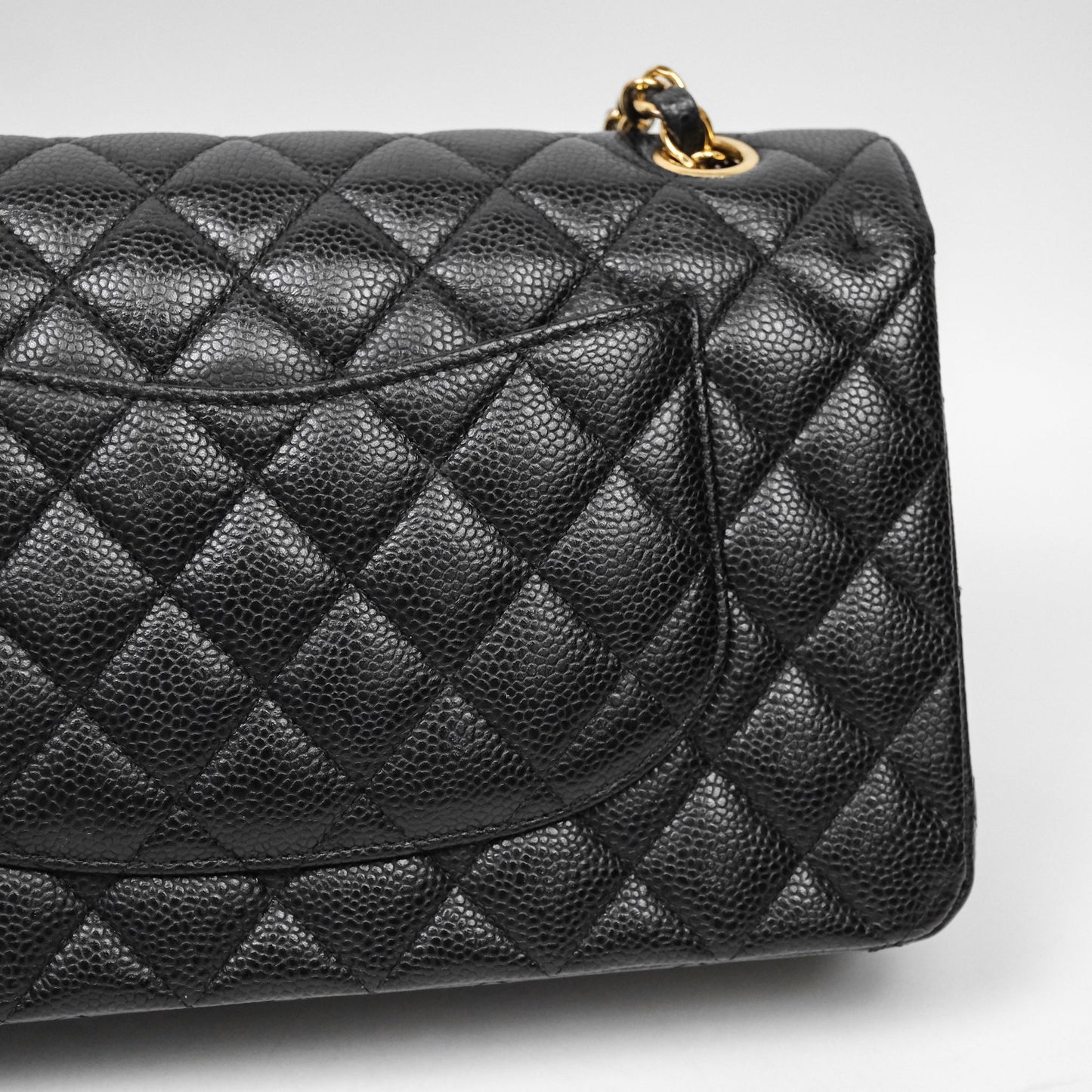 Chanel Classic M/L Medium Flap Quilted Black Caviar Gold Hardware