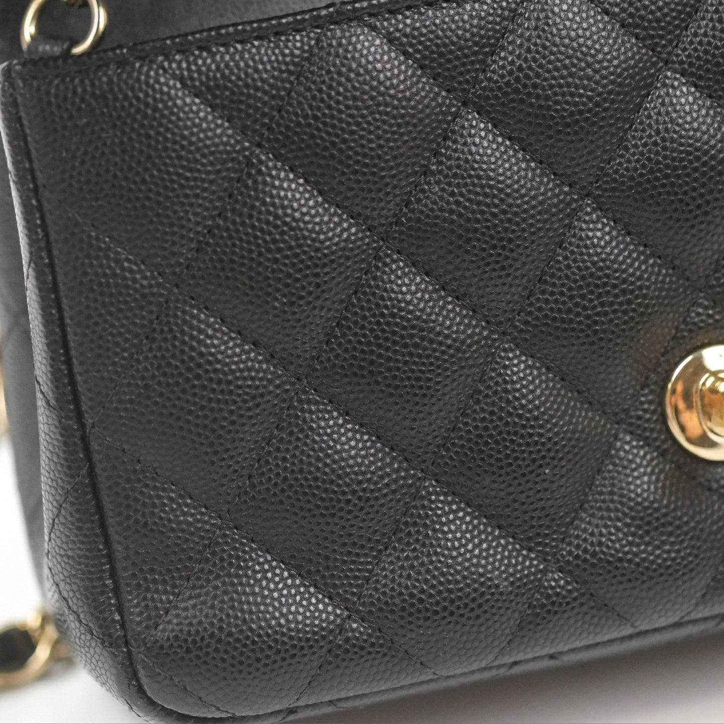 Chanel Quilted Mini Rectangular Black Caviar Gold Hardware 17B