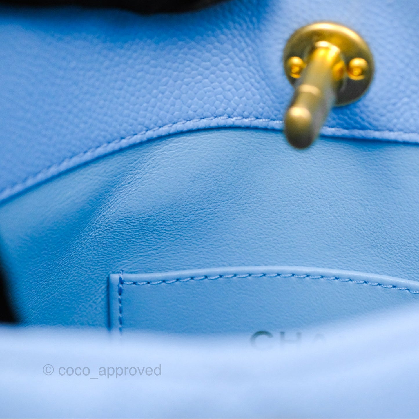 Chanel Small CC Chain Hobo Caviar Blue Aged Gold Hardware