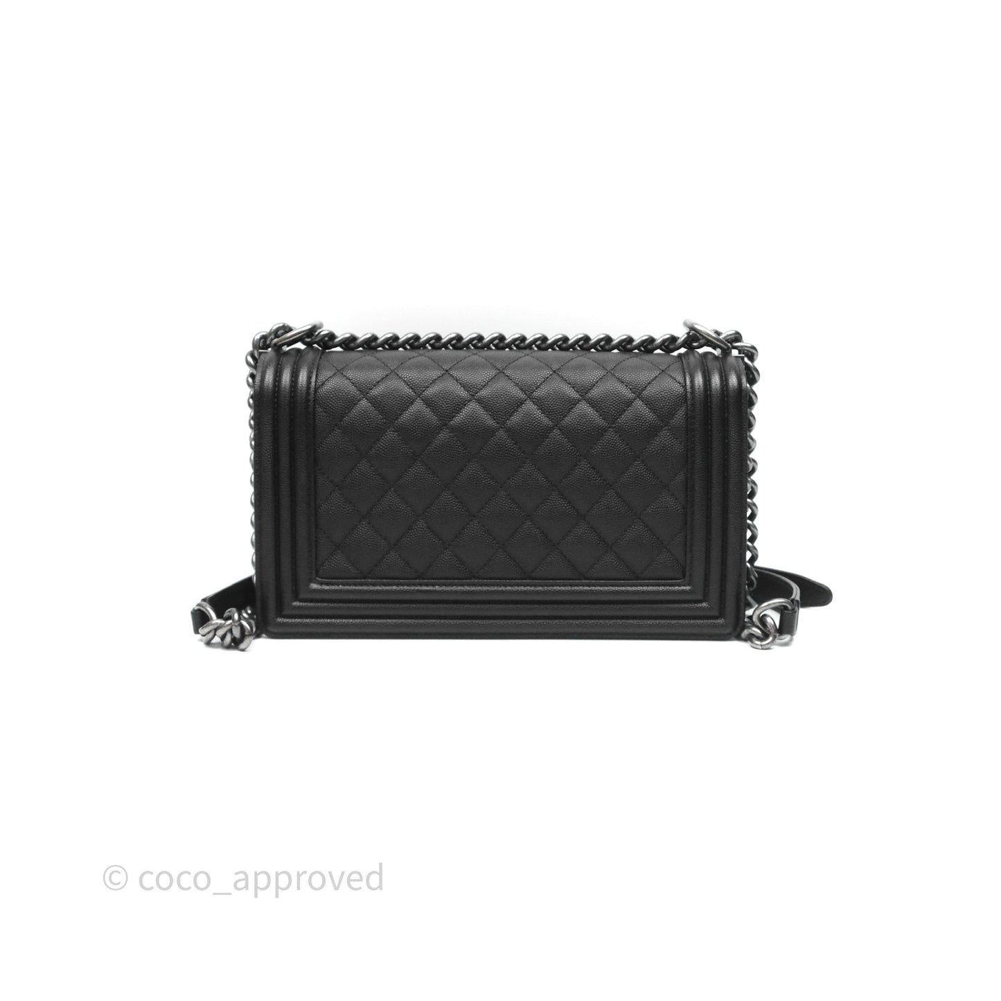 Chanel Medium Boy Quilted Black Caviar Ruthenium Hardware