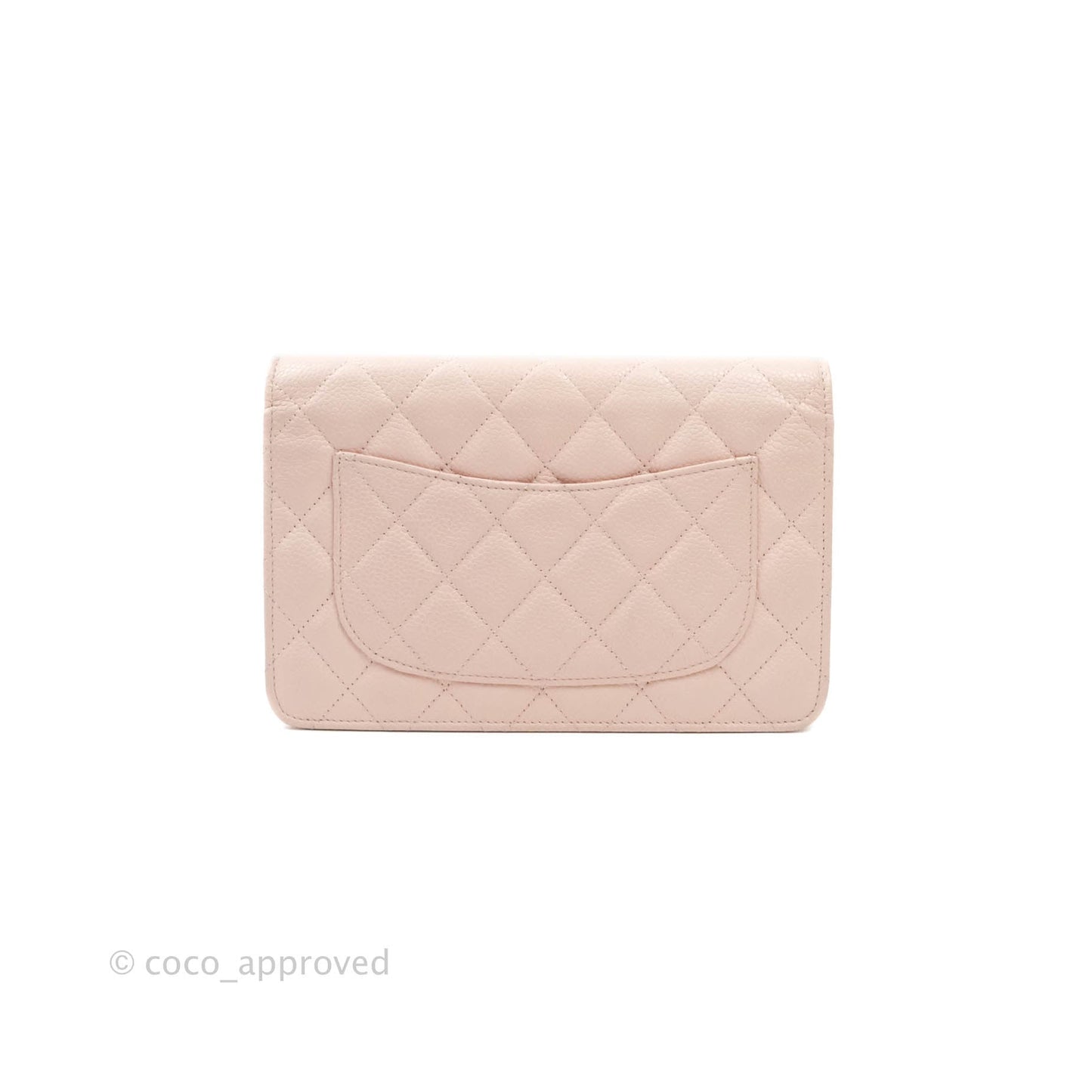 Chanel Quilted Wallet on Chain WOC Sakura Pink Caviar Silver Hardware
