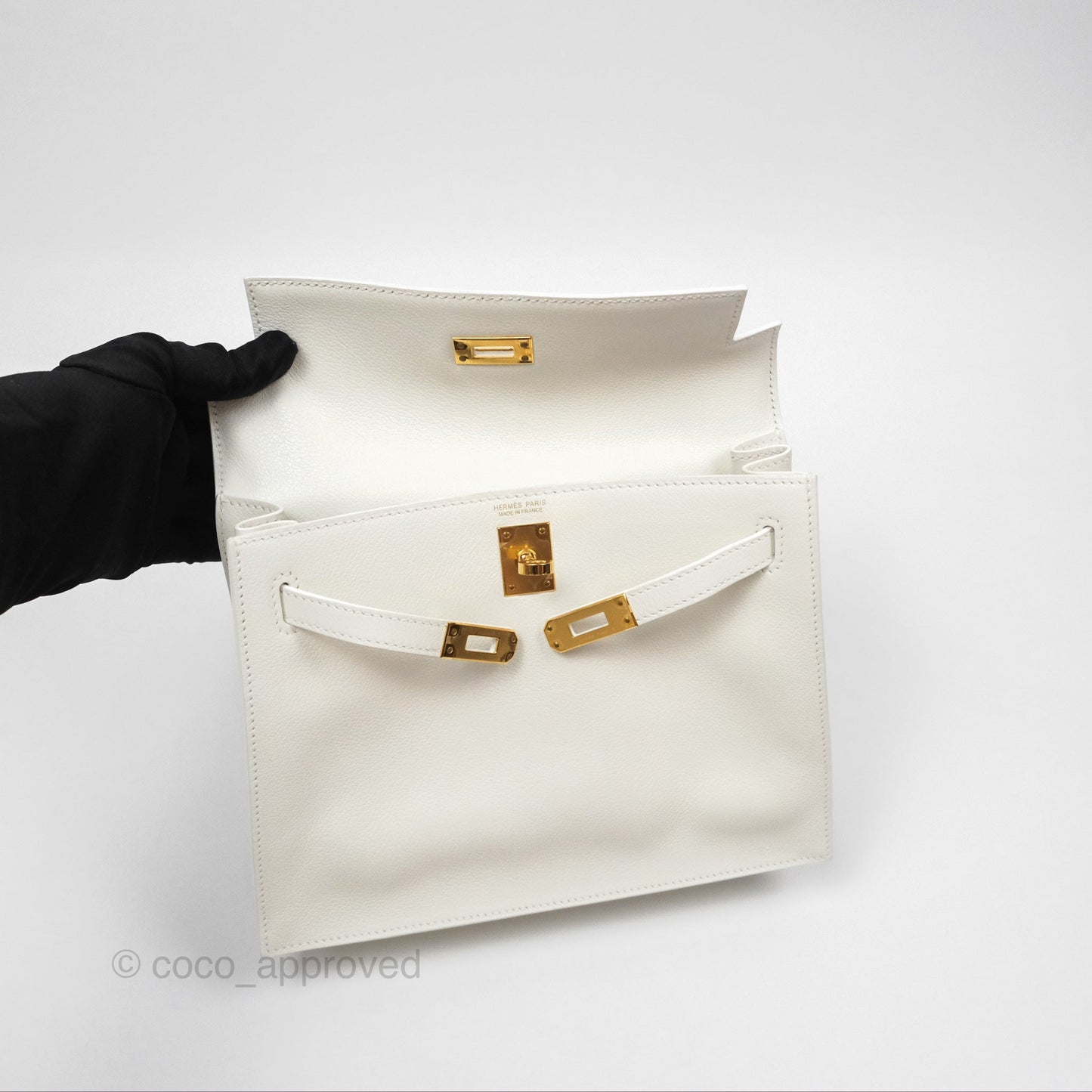 Hermès Kelly Danse II Bag White Evercolor Gold Hardware