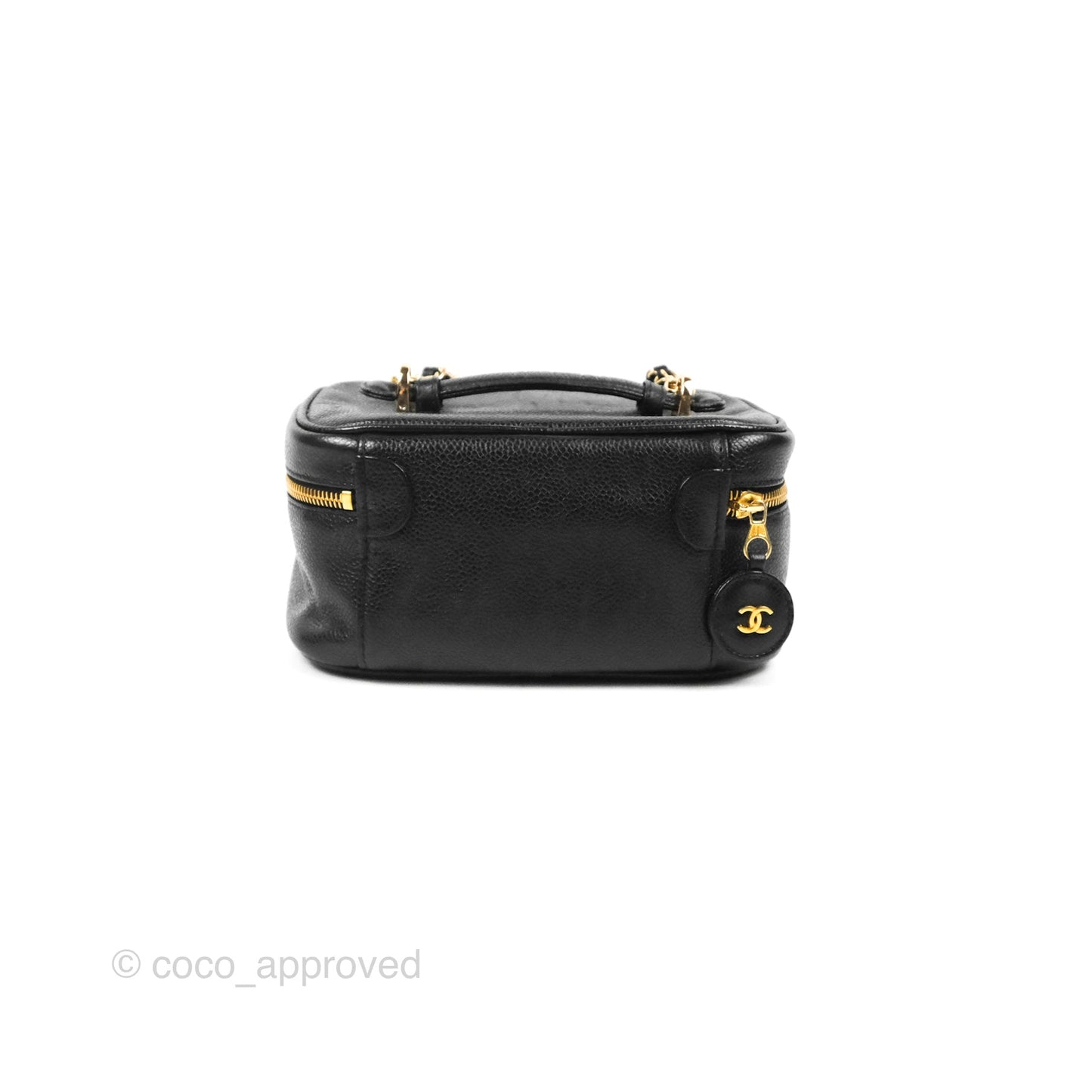 Chanel Vintage Vanity Case Black Caviar Gold Hardware