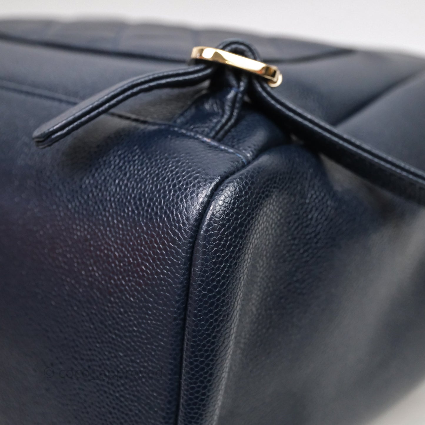 Chanel Quilted Business Affinity Backpack Navy Caviar Light Gold Hardware