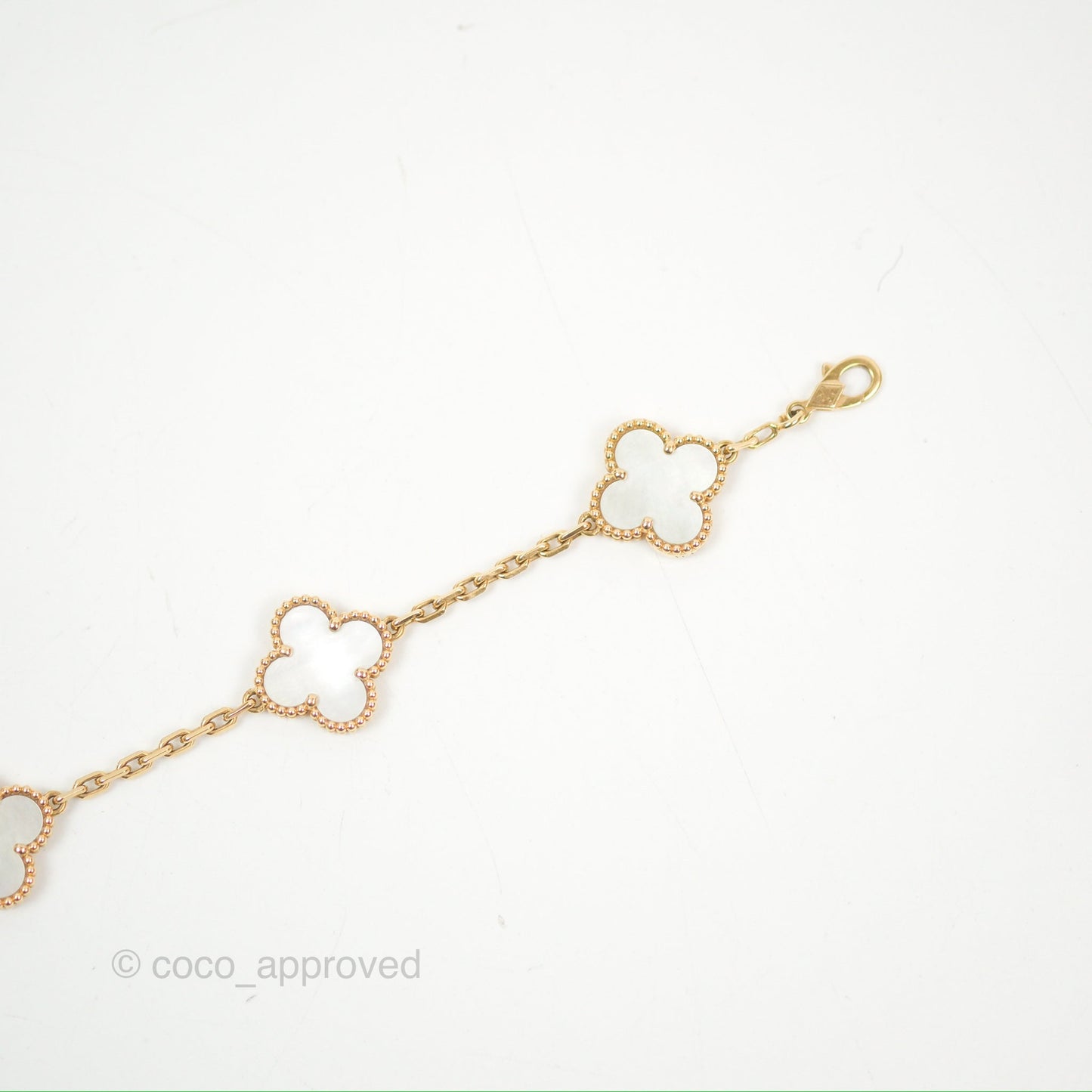 Van Cleef & Arpels Vintage Alhambra 5 Motifs White Mother-of-pearl Yellow Gold Bracelet
