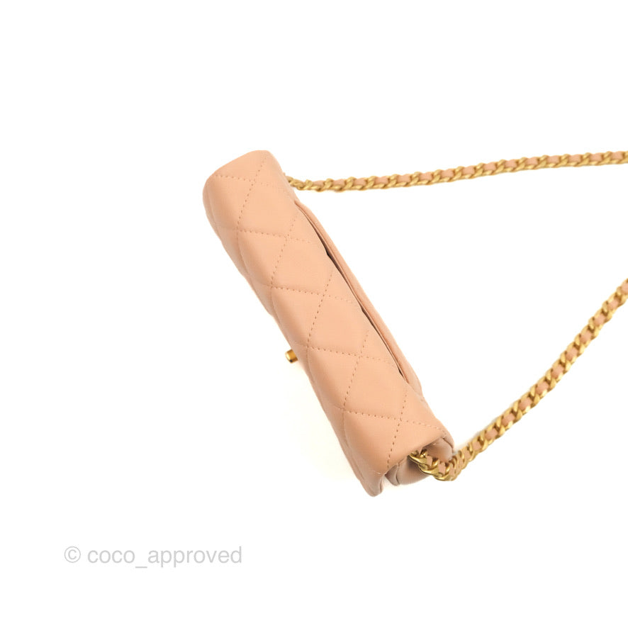 Chanel Clutch with Chain Beige Pink Calfskin Aged Gold Hardware