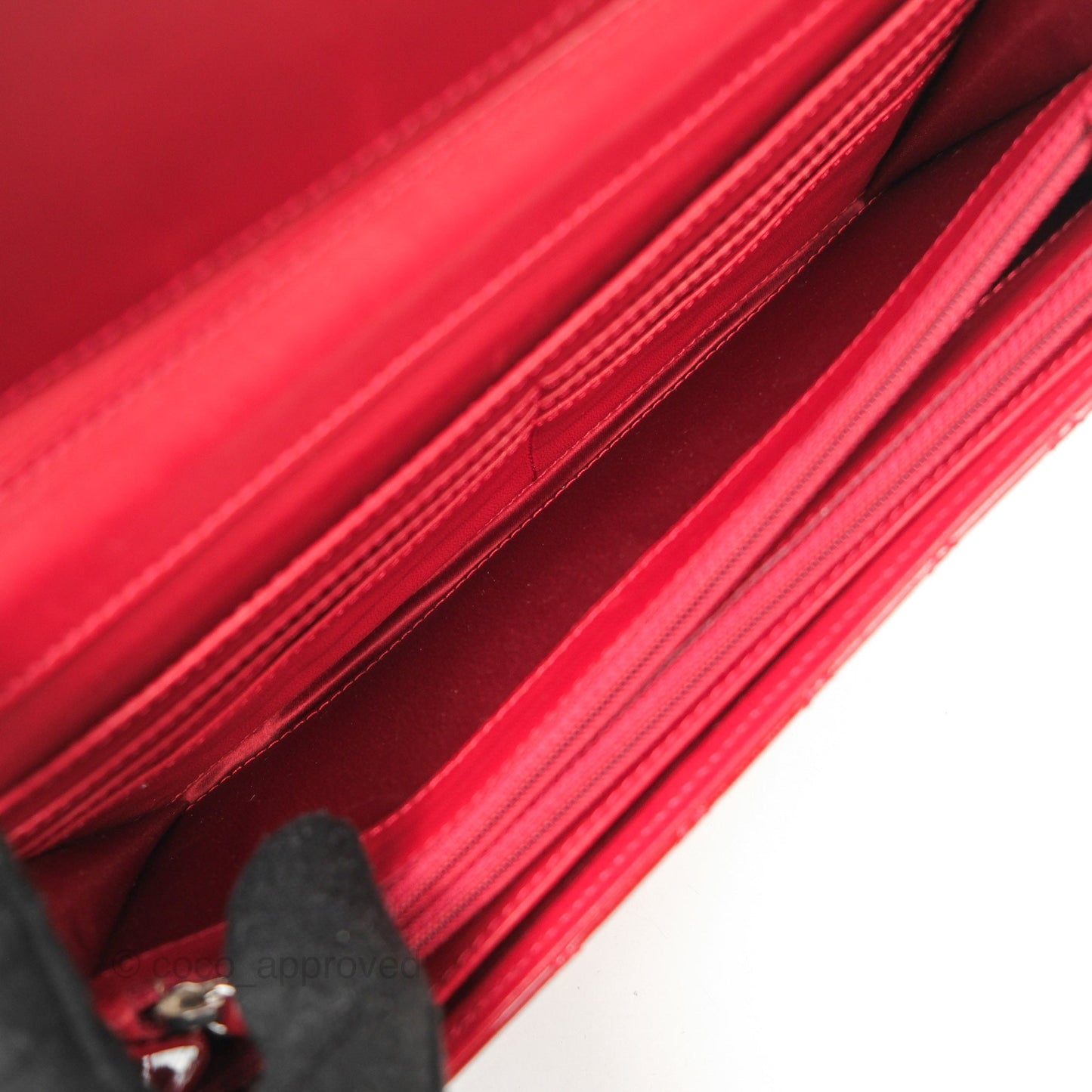 Chanel Brilliant East West Flap Clutch with Chain Red Patent Silver Hardware