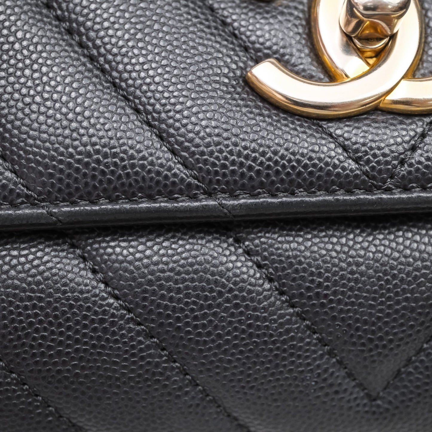 Chanel Medium Coco Handle Chevron Grey Bag Gold Hardware