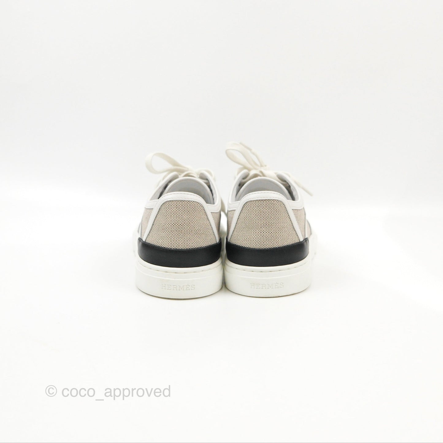 Hermes Get Sneaker Prunoir / Blanc H Canvas Calfskin