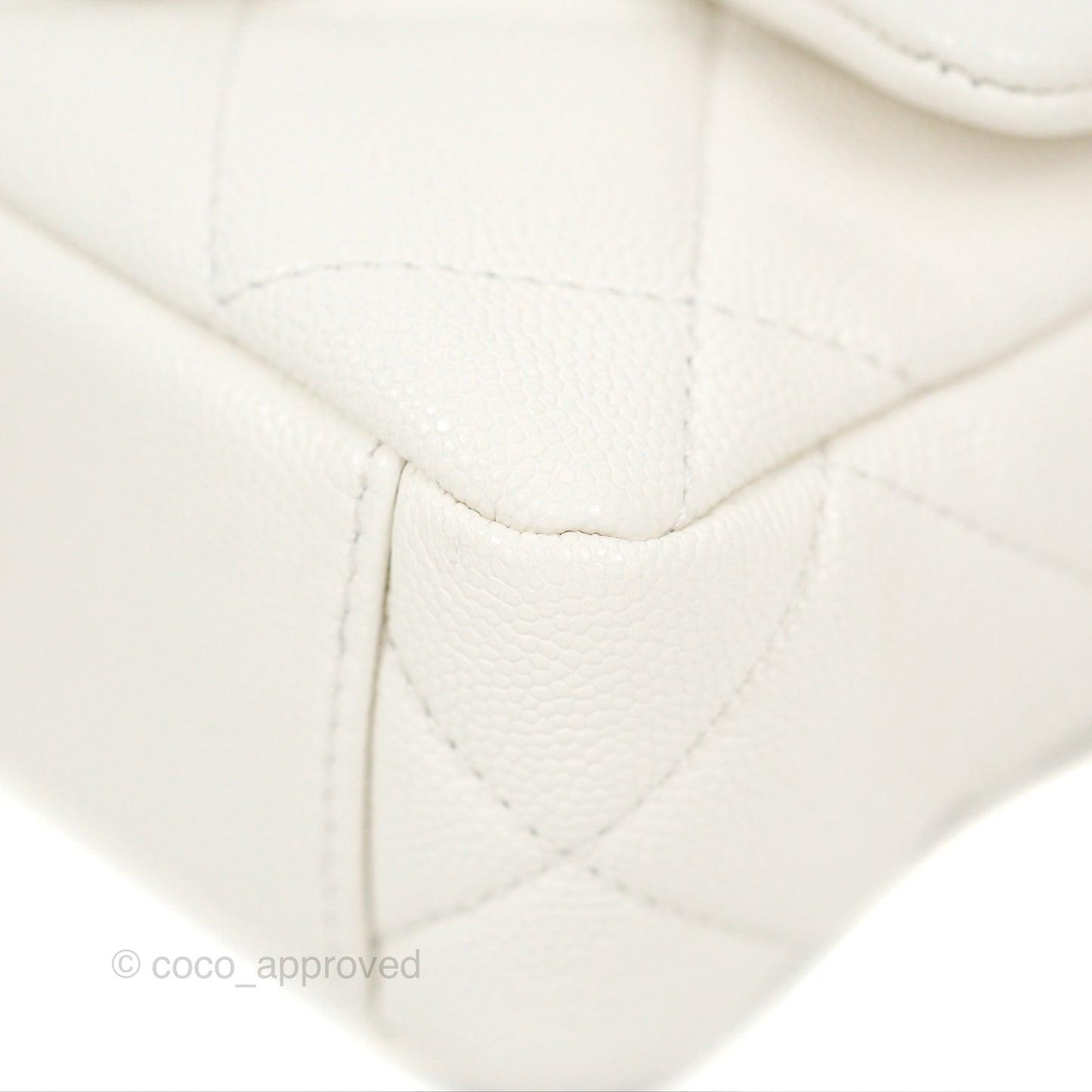 Chanel Mini Flap with Coin Charm White Caviar Aged Gold Hardware 22A