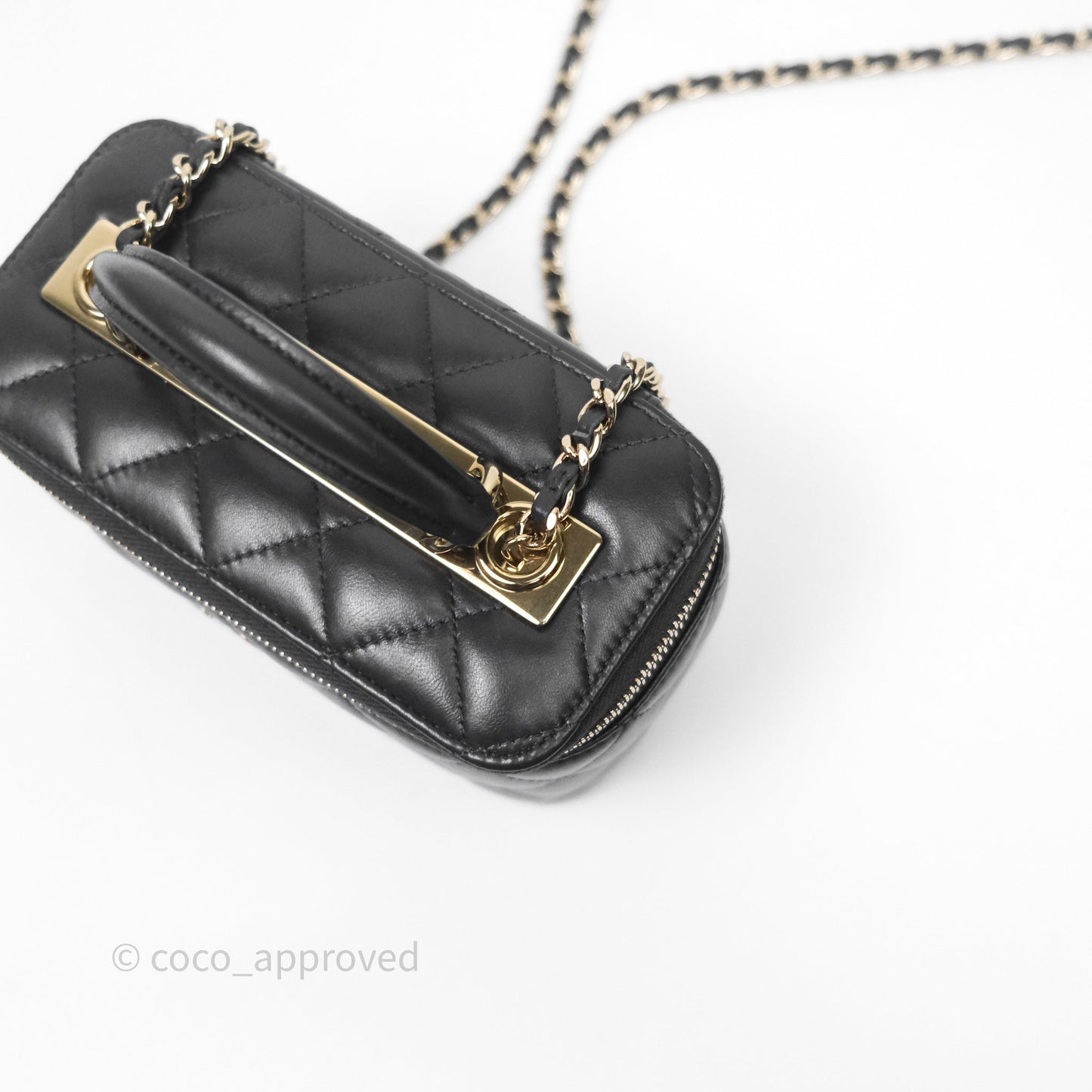 Chanel Trendy CC Vanity Rectangular Top Handle Dark Grey Lambskin Gold Hardware