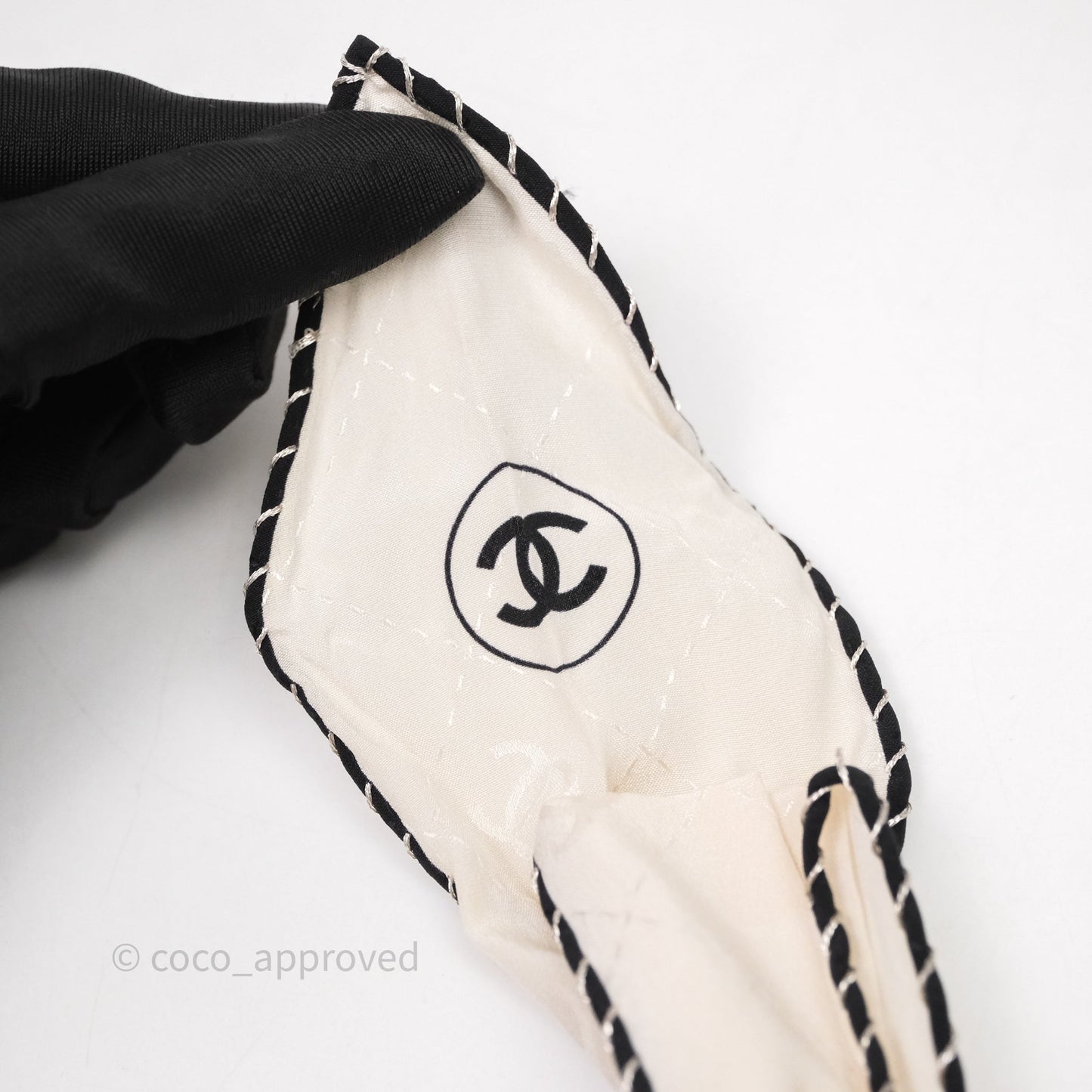 Chanel Bow Silk Hair Accessory Ivory & Black