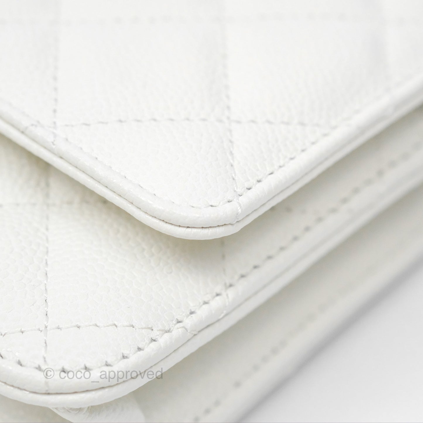 Chanel Classic Quilted Wallet On Chain WOC White Caviar Gold Hardware