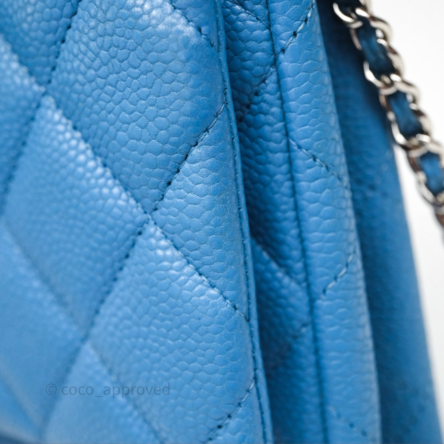 Chanel Quilted Clutch with Chain Caviar Azul Sliver Hardware