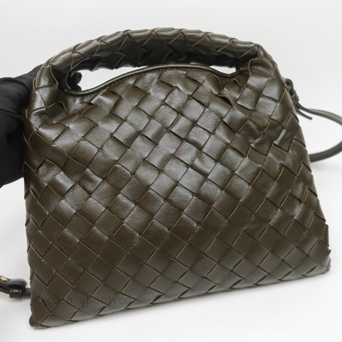 Bottega Veneta Mini Hop Khaki Intrecciato Leather