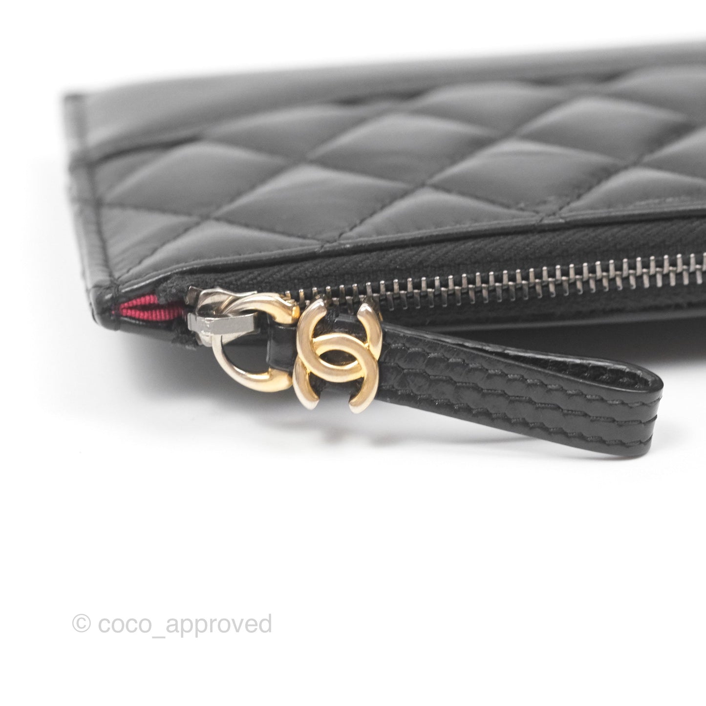Chanel Quilted Gabrielle Zip Pouch Black Calfskin