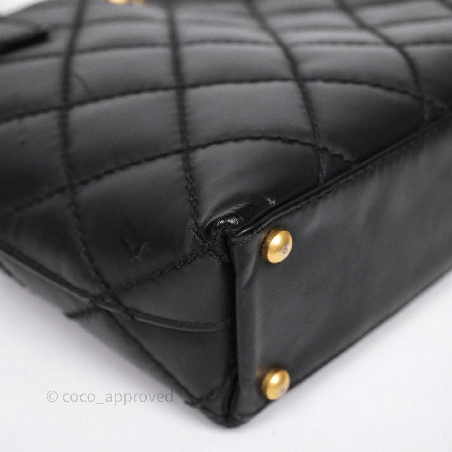 Chanel Vintage Quilted CC Tote Bag Matte Black Calfskin Gold Hardware