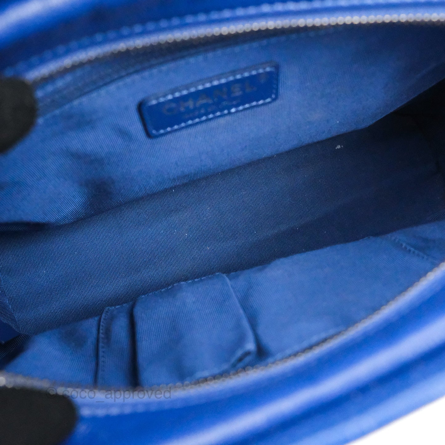 Chanel New Medium Gabrielle Blue Logo Handle Aged Calfskin Mixed Hardware