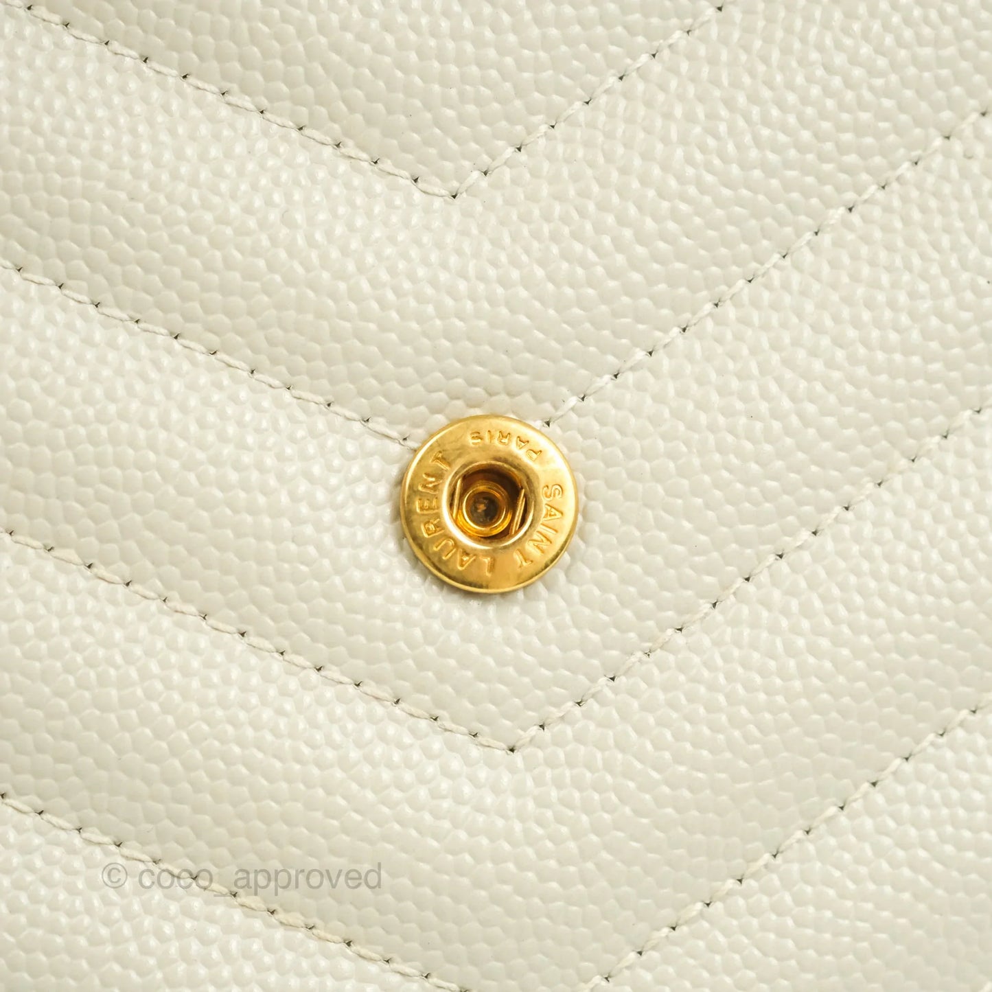 Saint Laurent Envelope Wallet On Chain Grained Leather Crema Soft Gold Hardware