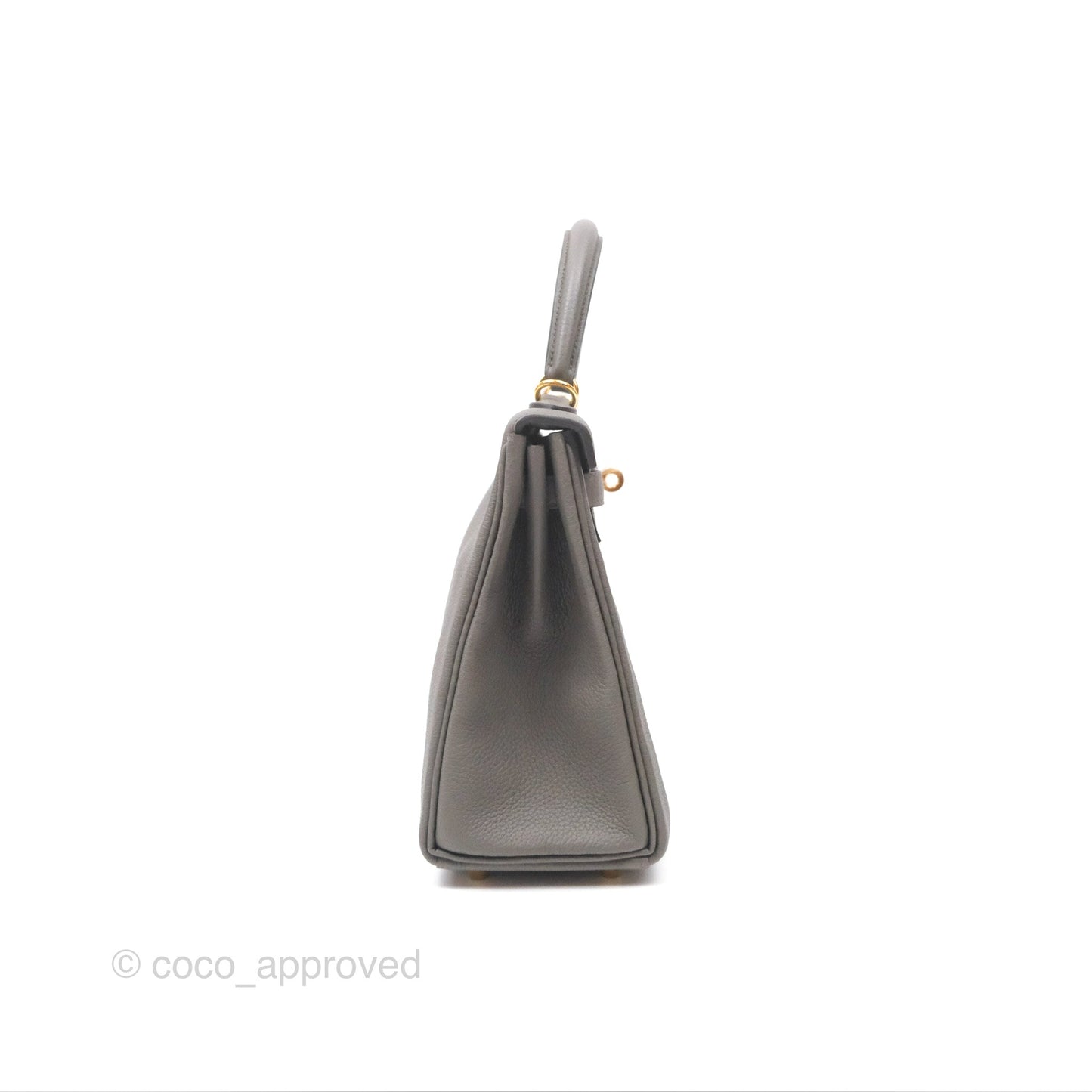 Hermès Kelly 25 Retourne Gris Etain 8F Togo Gold Hardware