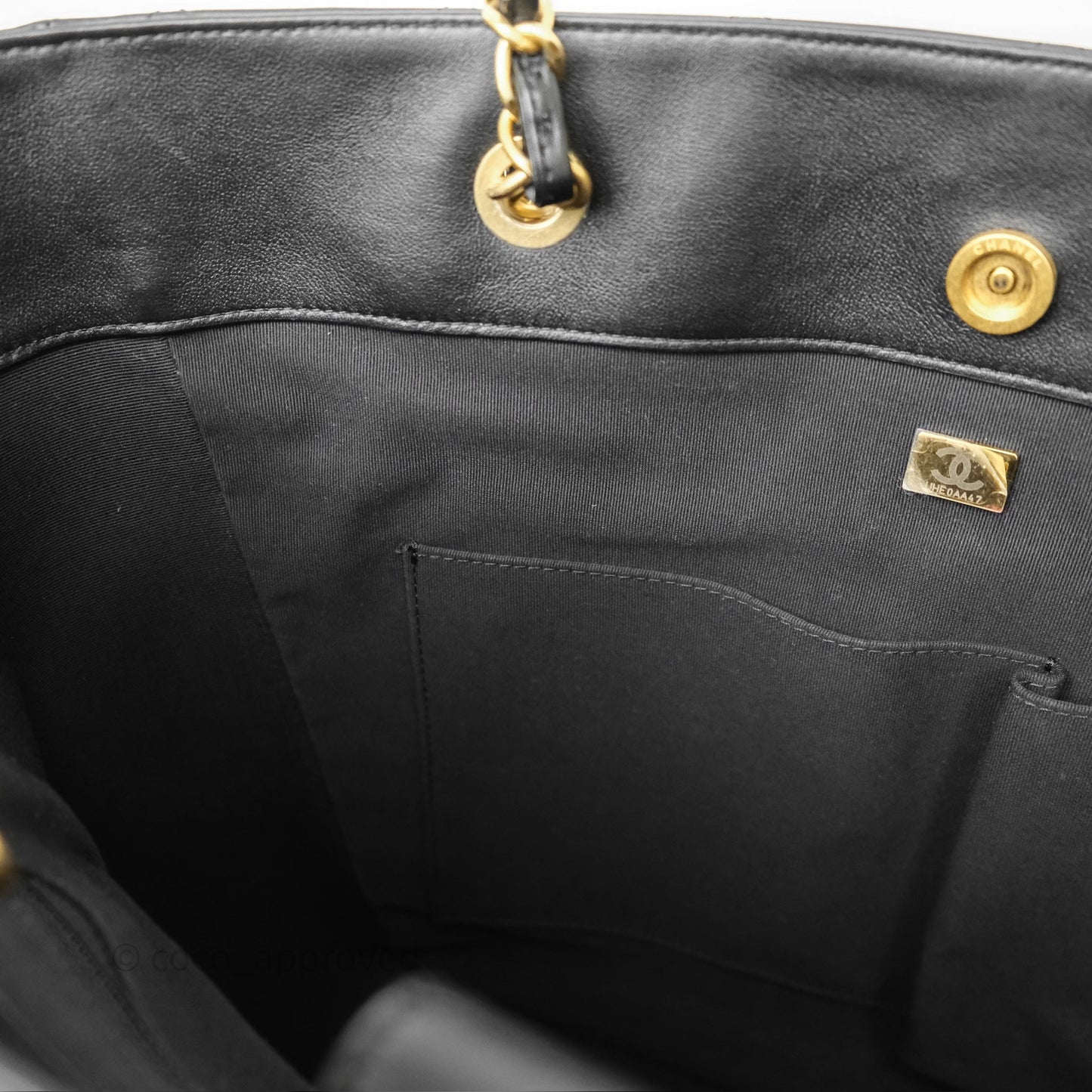 Chanel Stitched Large Shopping Bag Black Calfskin Aged Gold Hardware