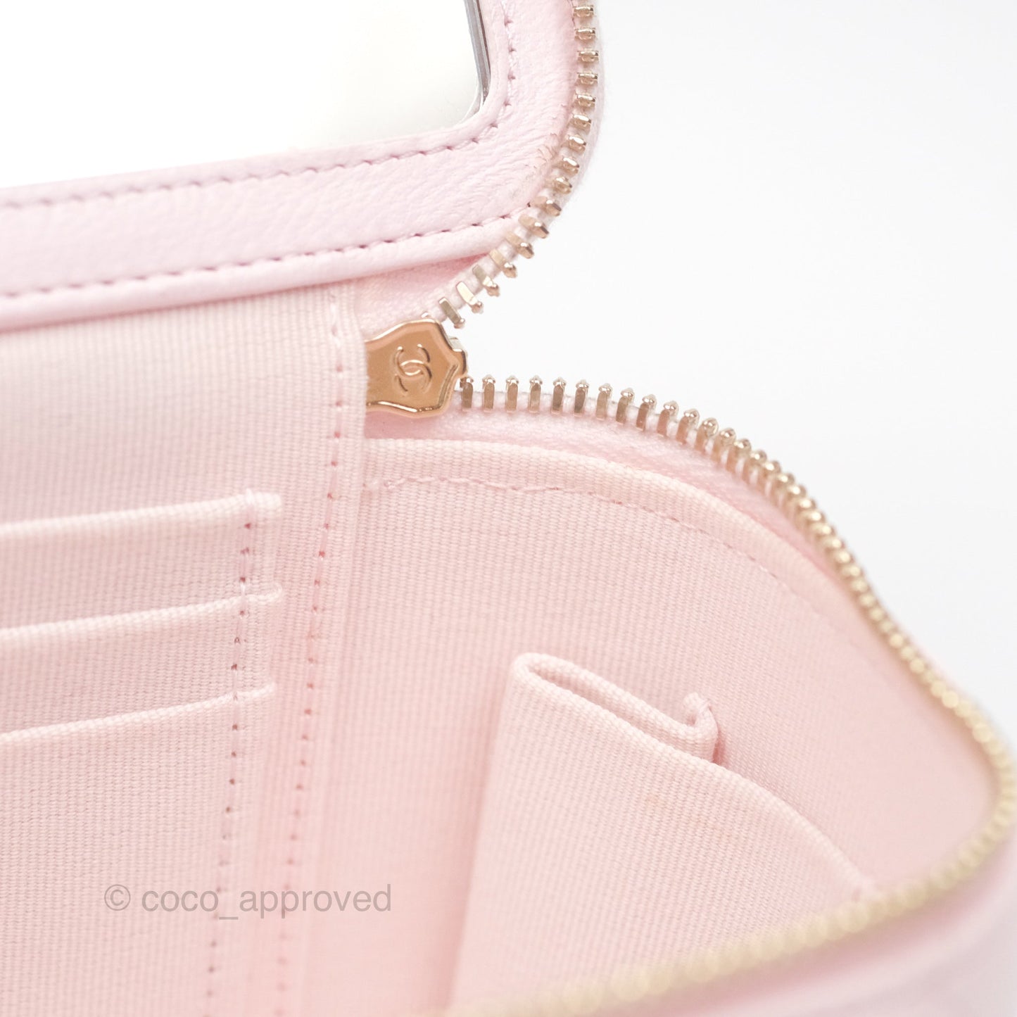 Chanel Vanity Rectangular Top Handle Light Pink Lambskin Gold Hardware