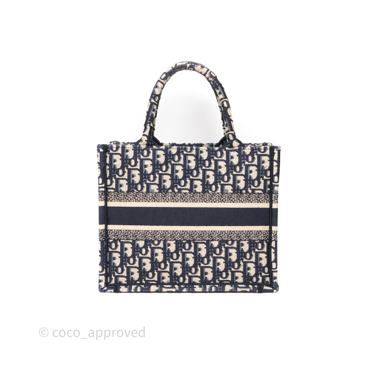 Dior New Small Book Tote Navy Dior Oblique Embroidery Canvas
