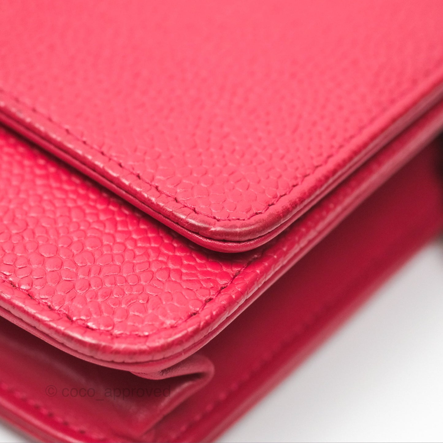 Chanel CC Wallet On Chain WOC Dark Pink Caviar Silver Hardware