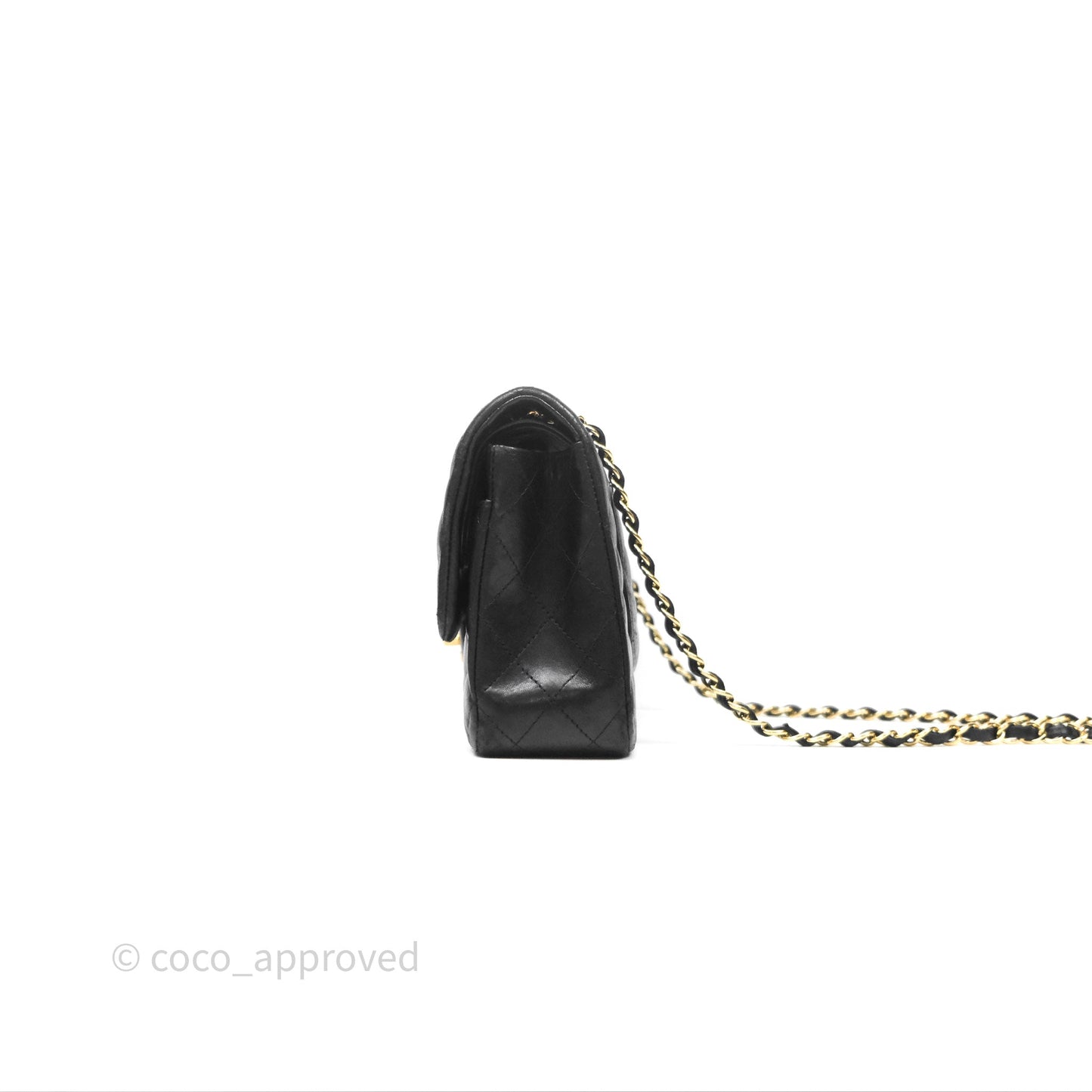 Chanel Classic M/L Medium Flap Quilted Black Lambskin Gold Hardware