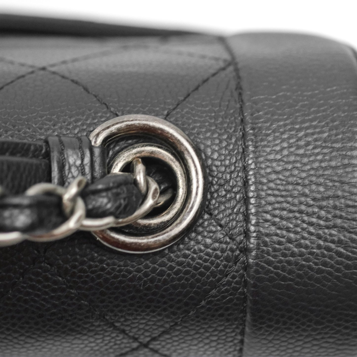 Chanel Top Handle Flap Bag Black Caviar Ruthenium Hardware