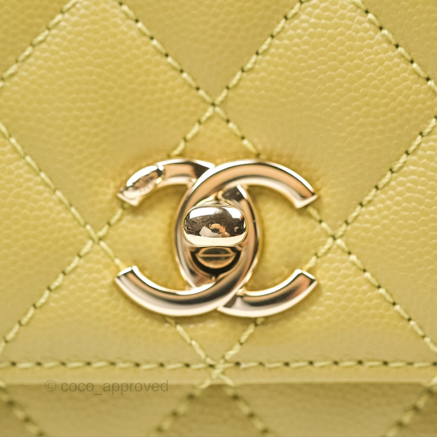 Chanel Quilted Mini Coco Handle Caviar Olive Green Gold Hardware