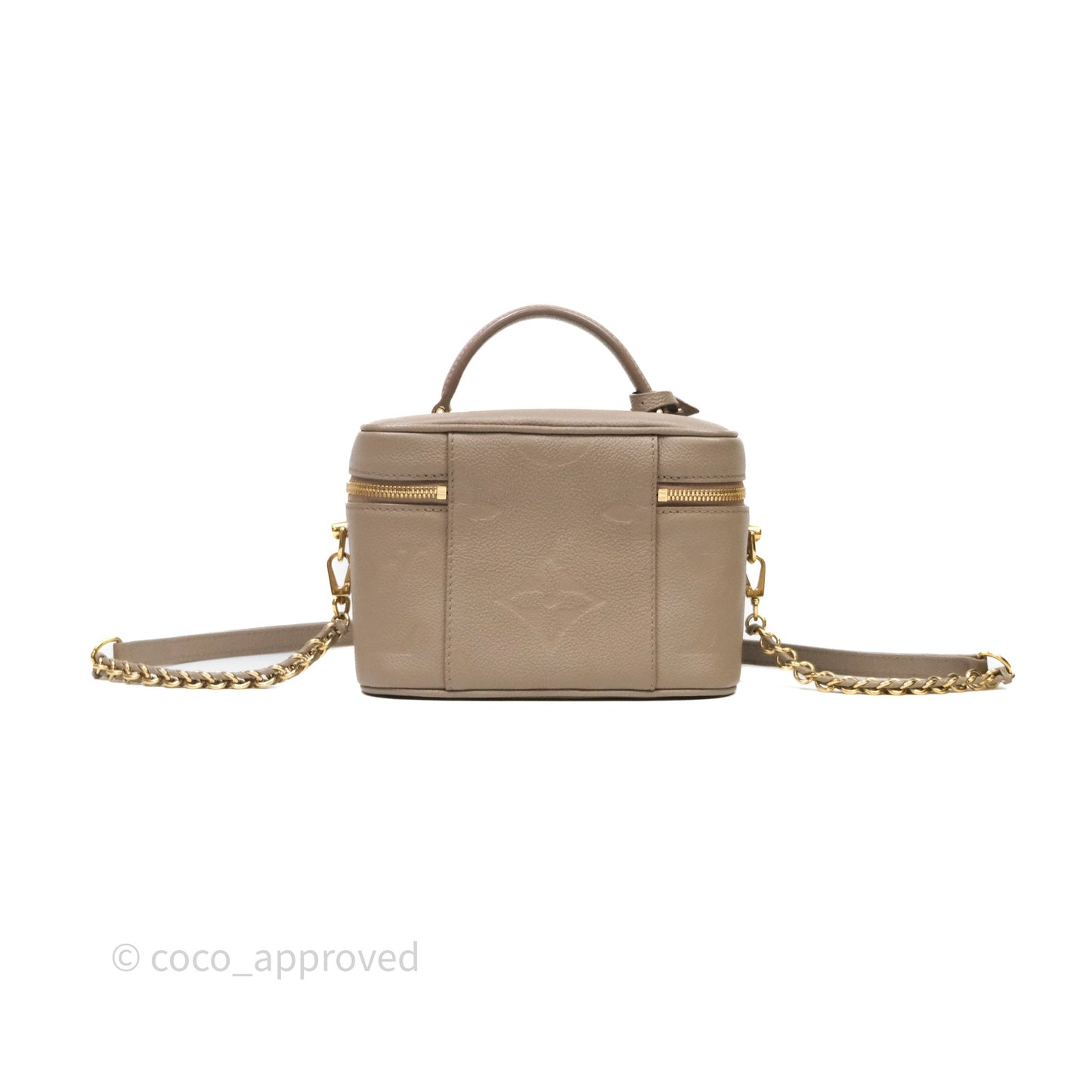 Louis Vuitton Monogram Empreinte Tourterelle Vanity PM Beige Gold Hardware