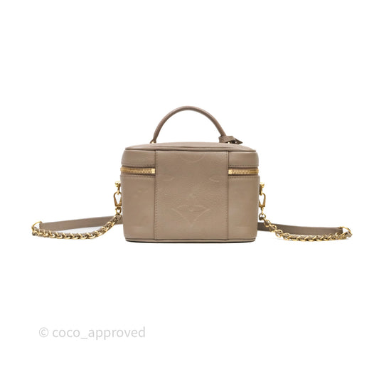 Louis Vuitton Monogram Empreinte Tourterelle Vanity PM Beige Gold Hardware
