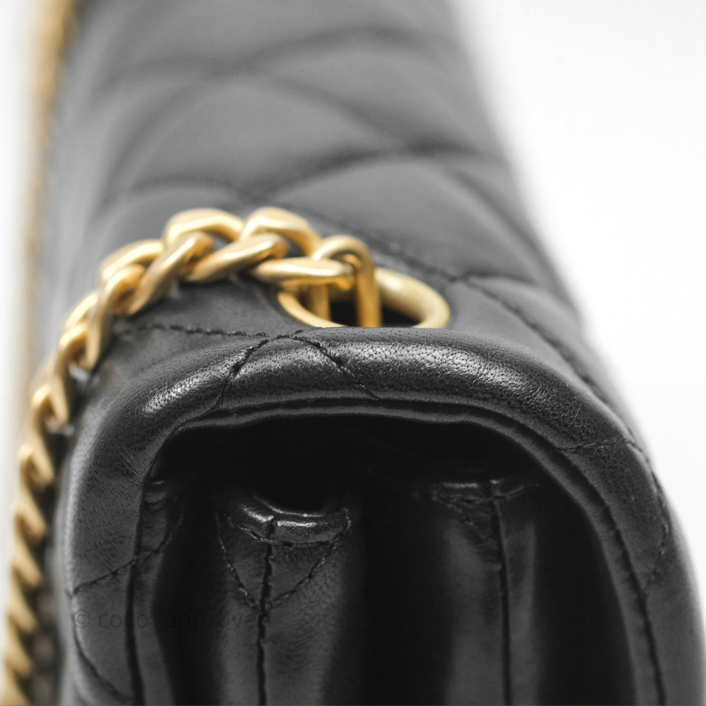 Chanel Small All Slide Adjustable Chain Flap Bag Black Lambskin Aged Gold Hardware 22K