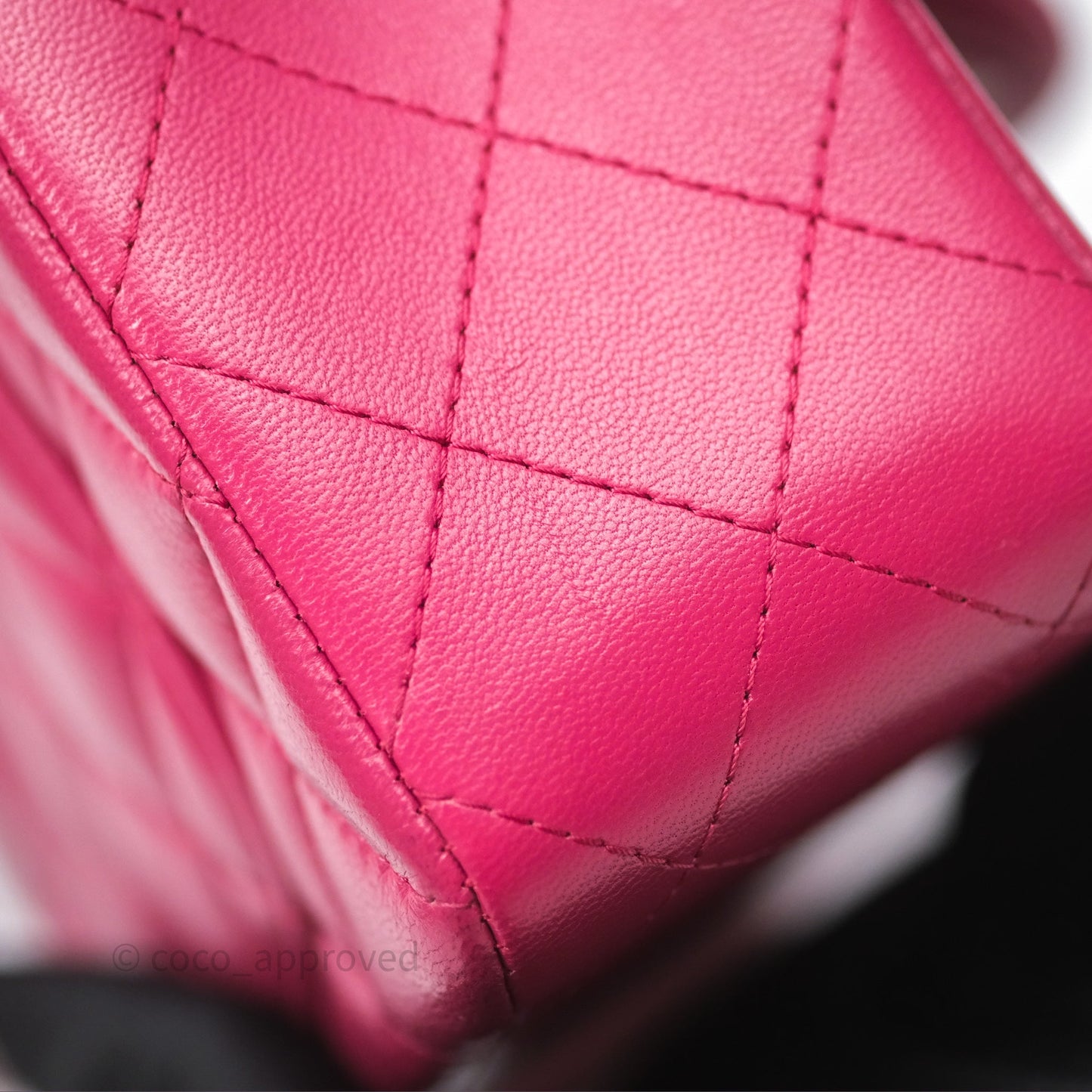 Chanel Quilted Mini Rectangular Flap Dark Pink Lambskin Silver Hardware