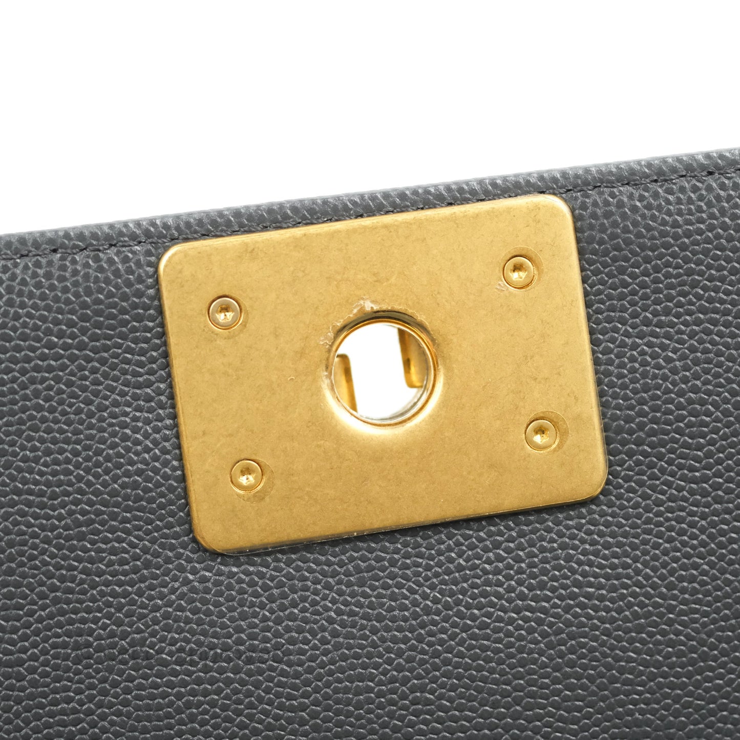 Chanel Chevron Medium Boy Dark Grey Caviar Aged Gold Hardware