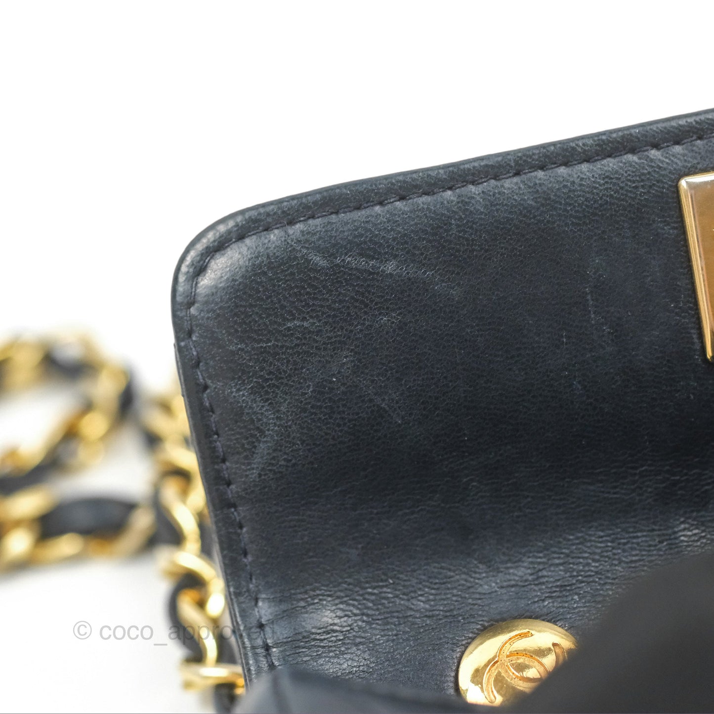 Chanel Mini Dark Navy Lambskin Flap Shoulder Bag 24K Gold Hardware