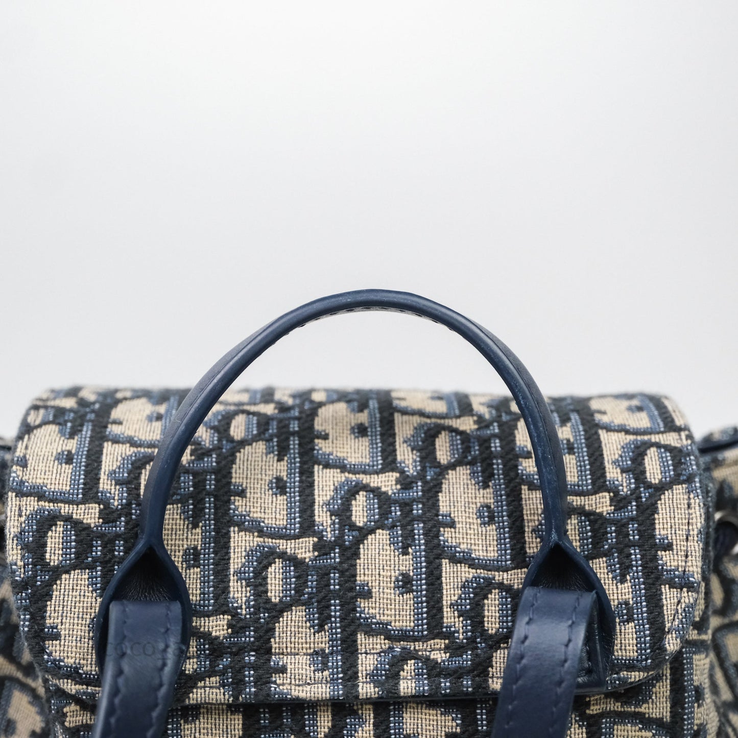 Christian Dior Mini Backpack Oblique Jacquard Beige and Blue