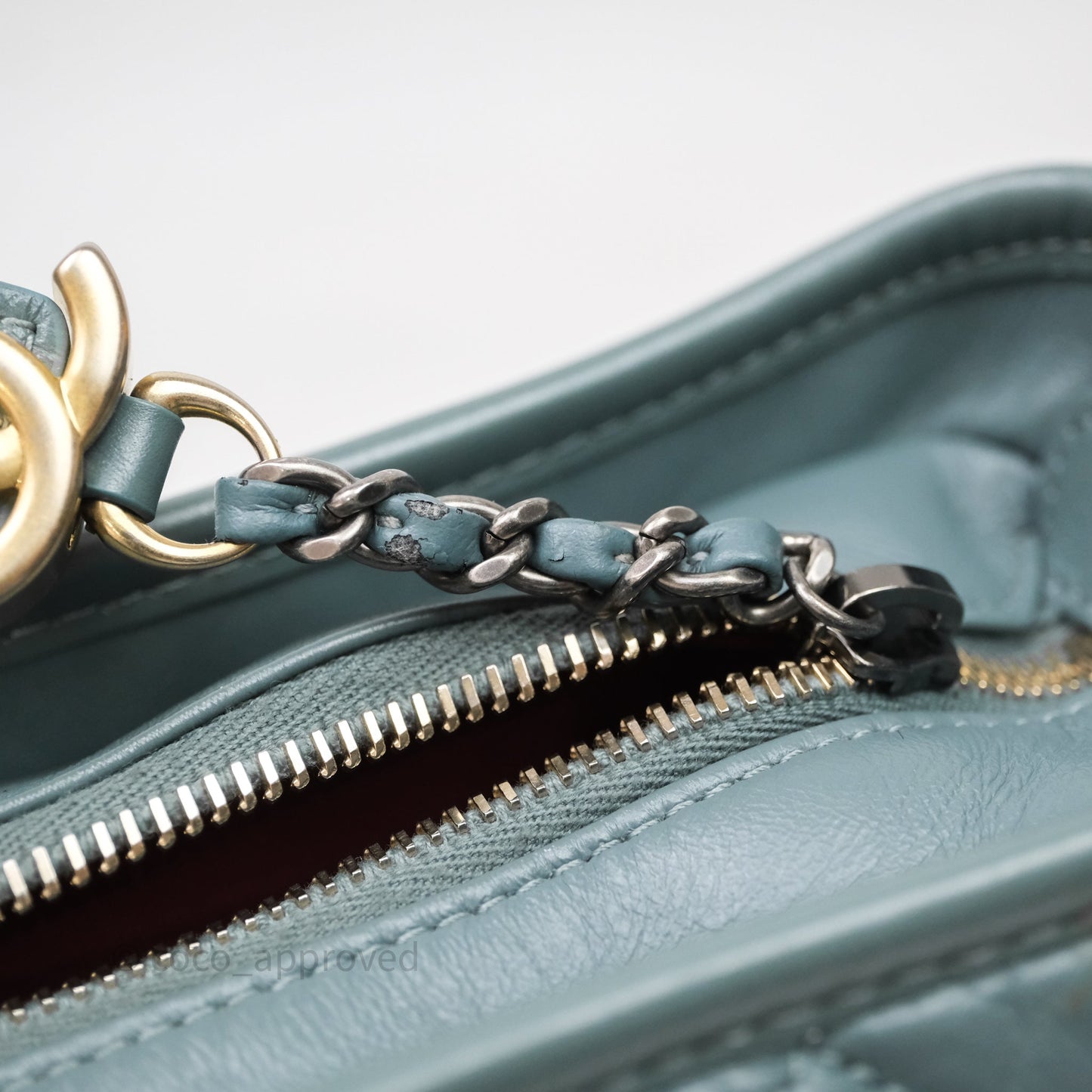 Chanel Small Gabrielle Hobo Quilted Grey Green Aged Calfskin