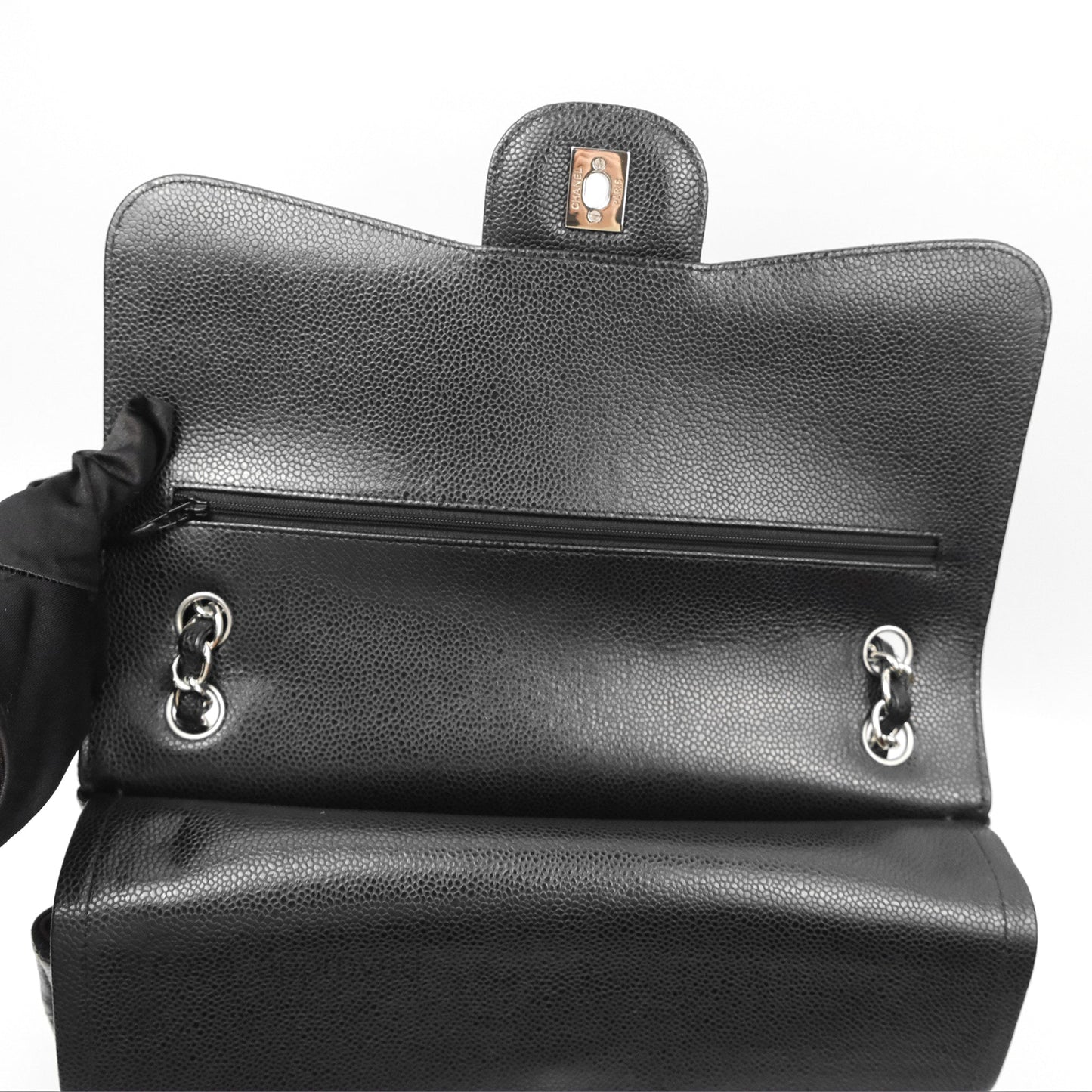 Chanel Jumbo Double Flap Black Caviar Silver Hardware⁣⁣