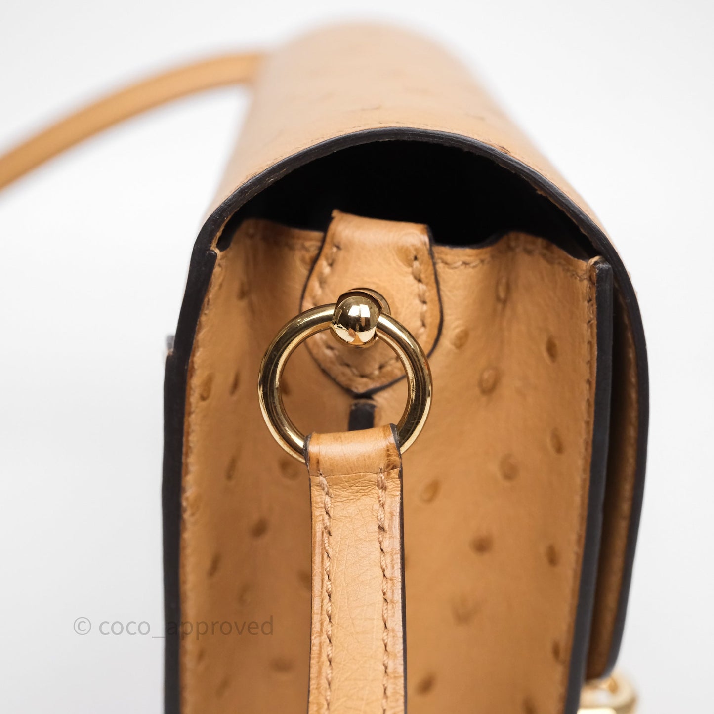 Hermès Roulis Mini 18 Chai 0M Ostich Gold Hardware