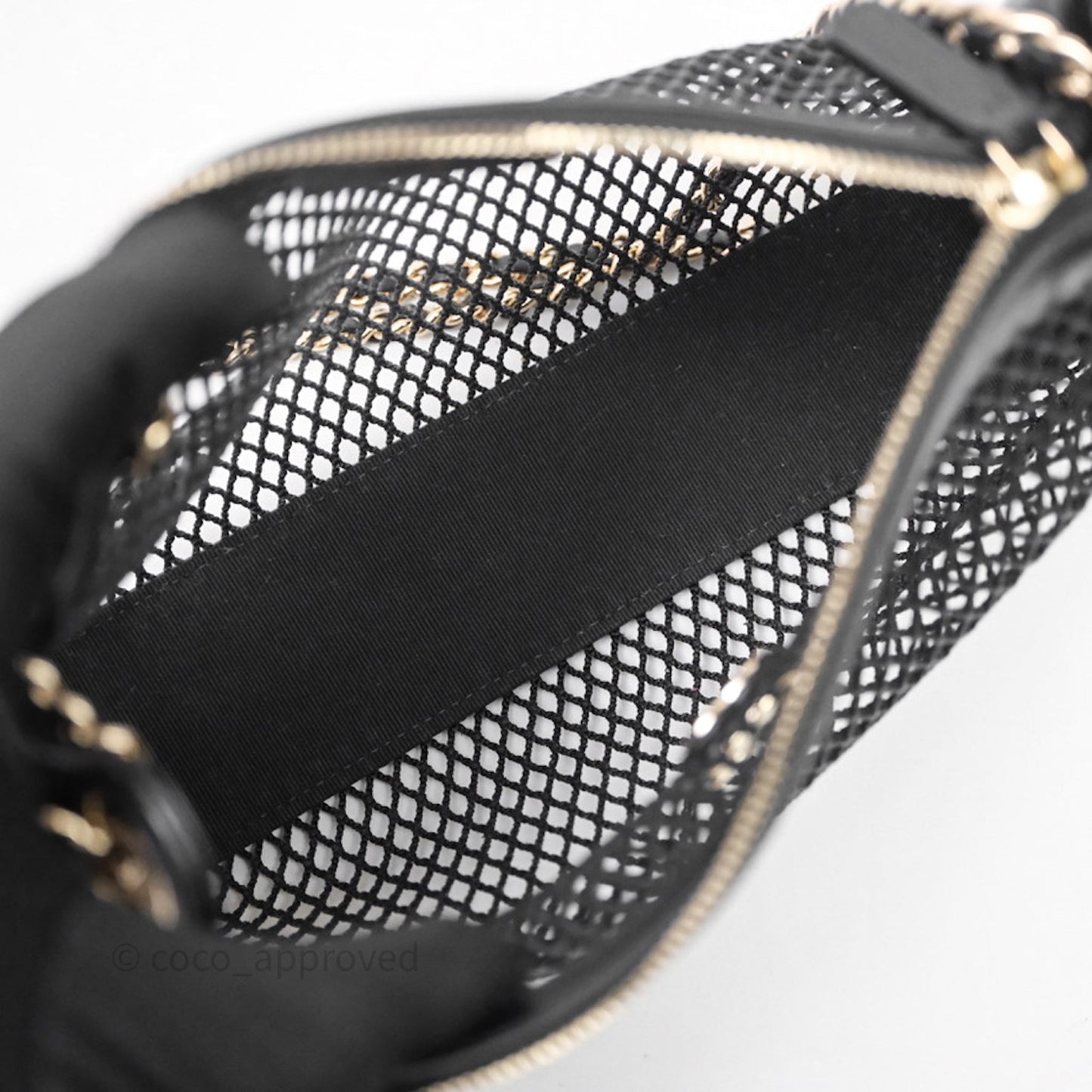 Chanel Mesh Clutch With Chain Black Shiny Lambskin Gold Hardware