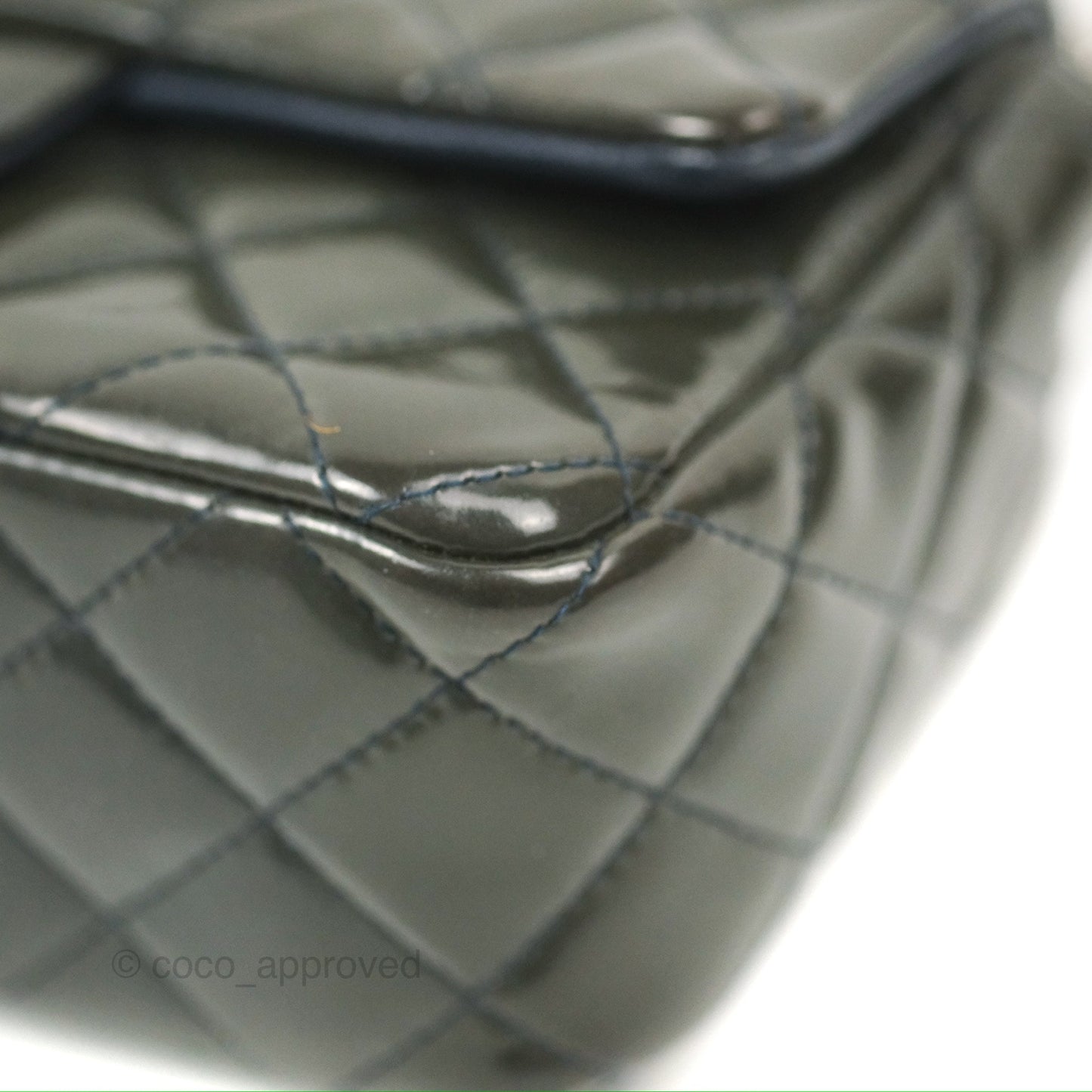 Chanel Quilted Mini Rectangular Green Patent Silver Hardware