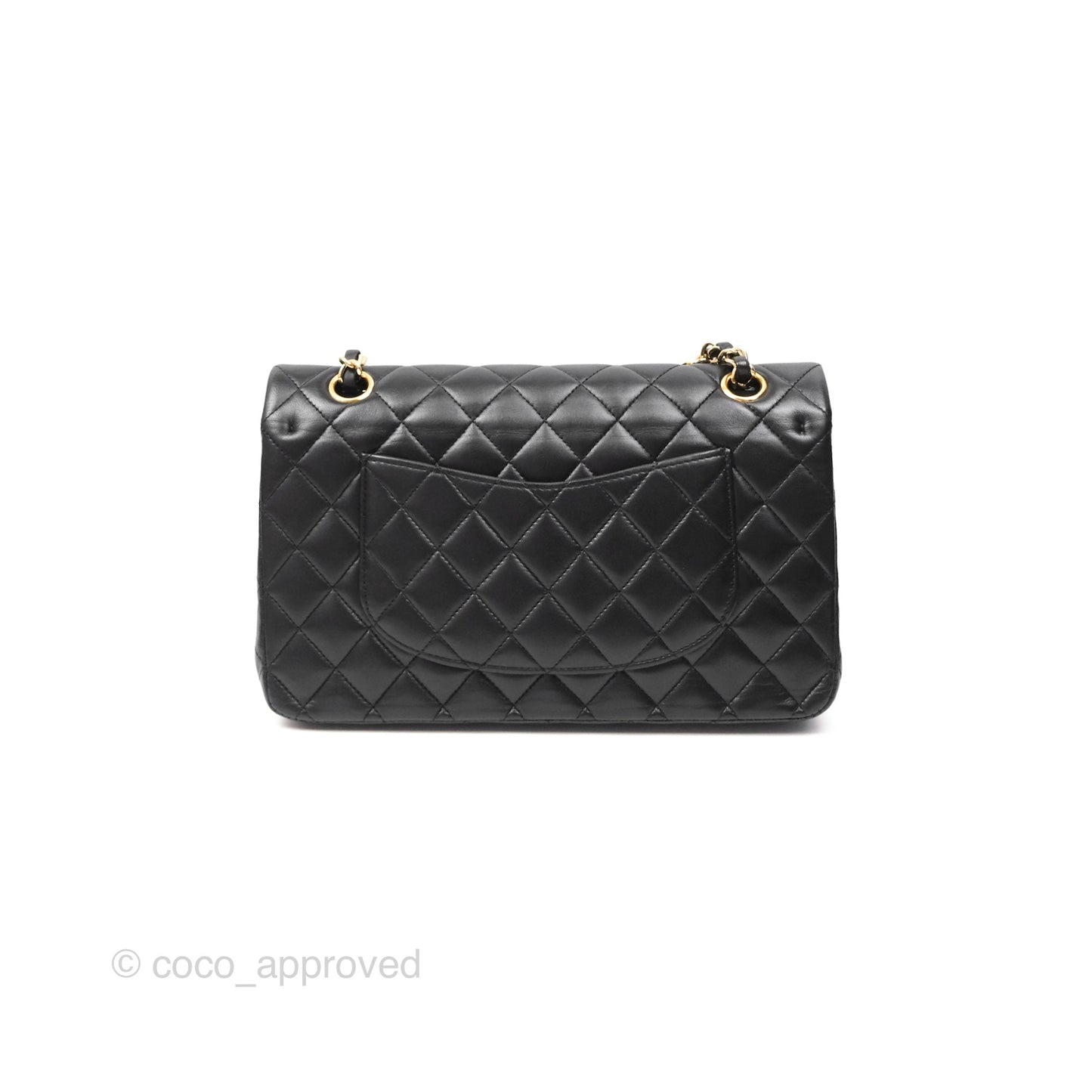 Chanel Classic M/L Medium Flap Quilted Black Lambskin 24K Gold Hardware