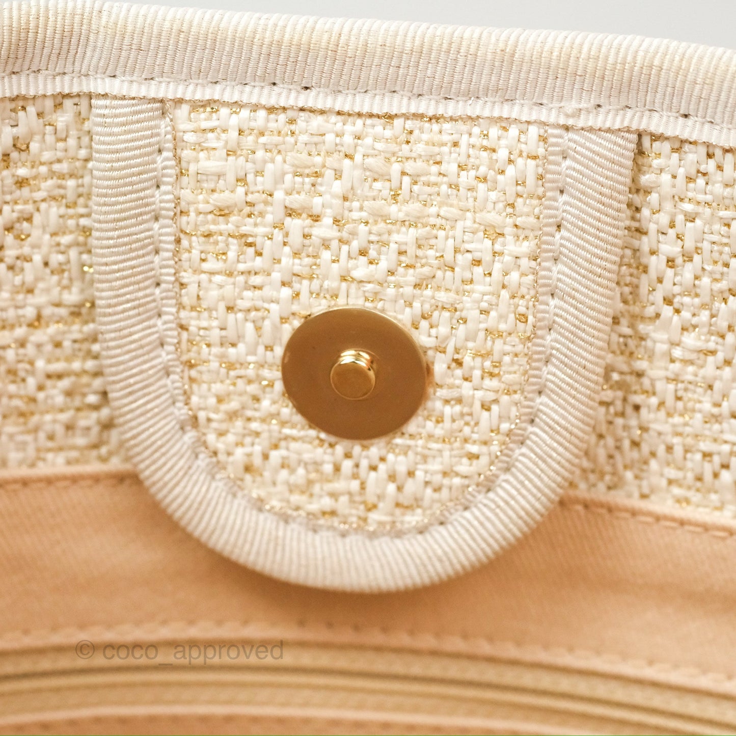 Chanel Mini Deauville Tote Ivory Lurex Boucle Gold Hardware