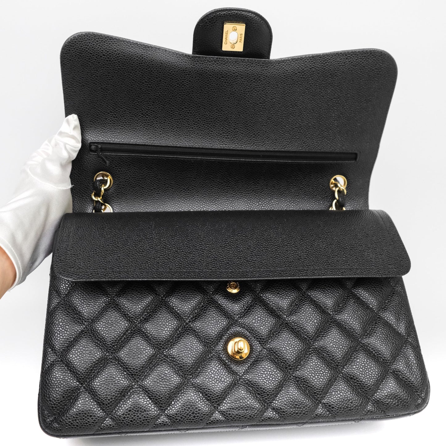 Chanel Jumbo Double Flap Black Caviar Gold Hardware⁣⁣