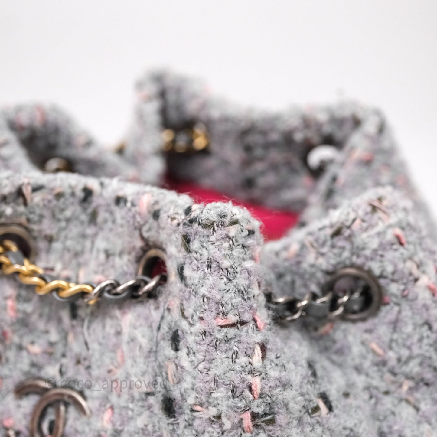 Chanel Gabrielle Small Backpack Grey Tweed Aged Calfskin