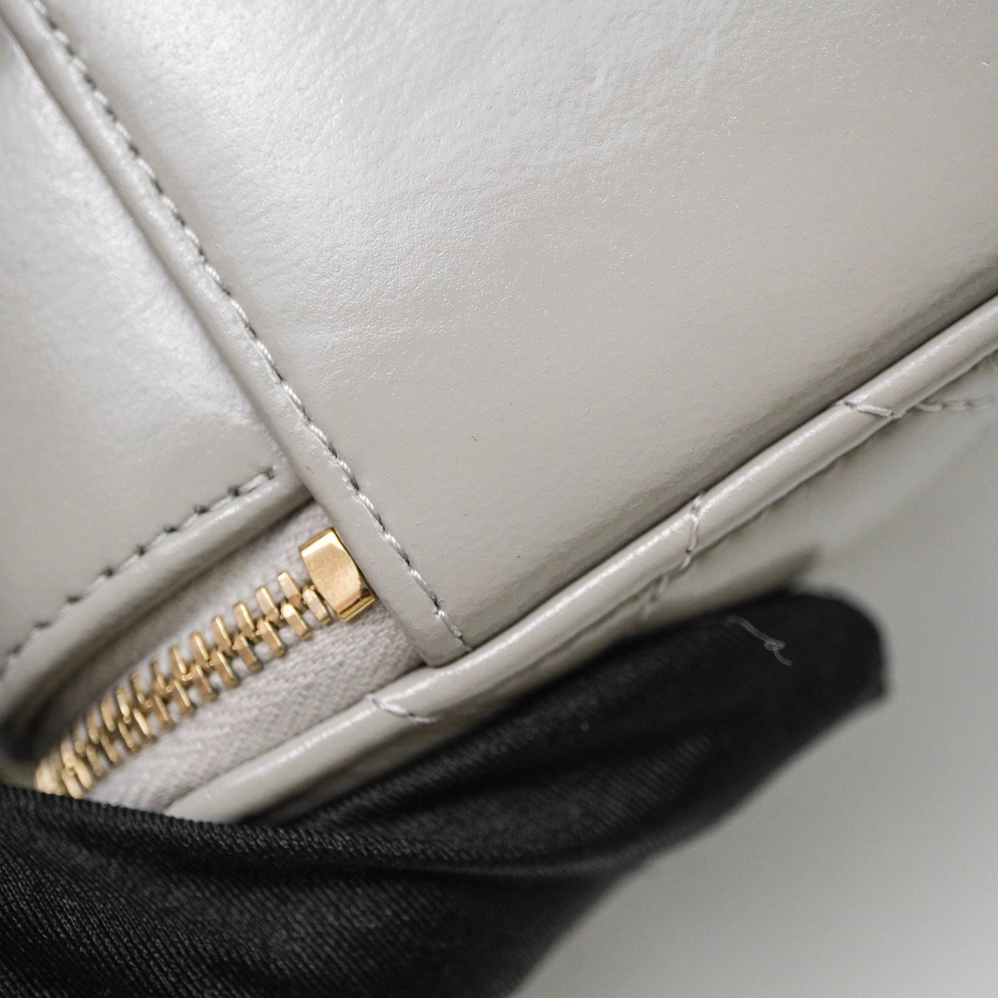 Chanel Mini Top Handle Camera Case Grey Shiny Calfskin Gold Hardware 22B